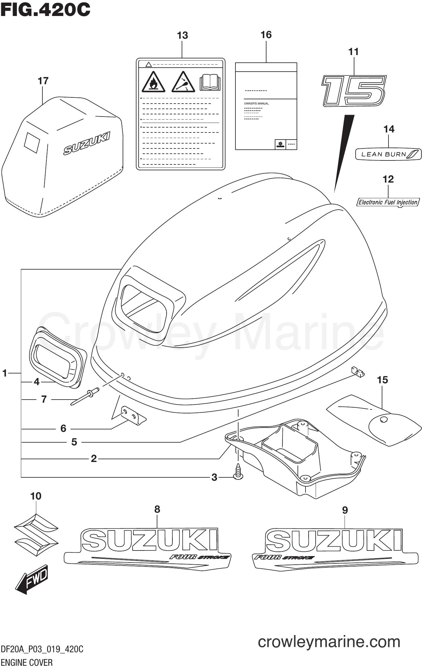 Suzuki Marine DF20A 910001~ - ENGINE COVER (DF15A)