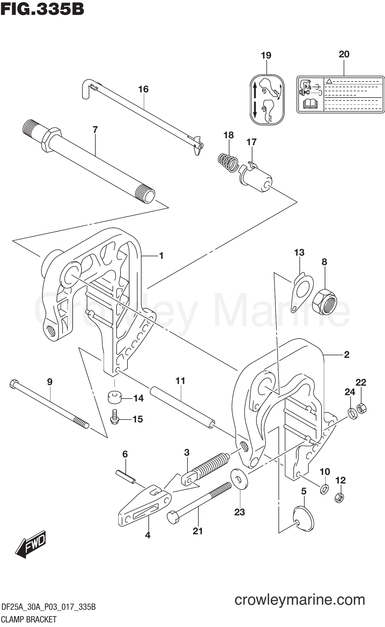 Suzuki Marine DF30A 710001~ - CLAMP BRACKET (DF25AR P03)