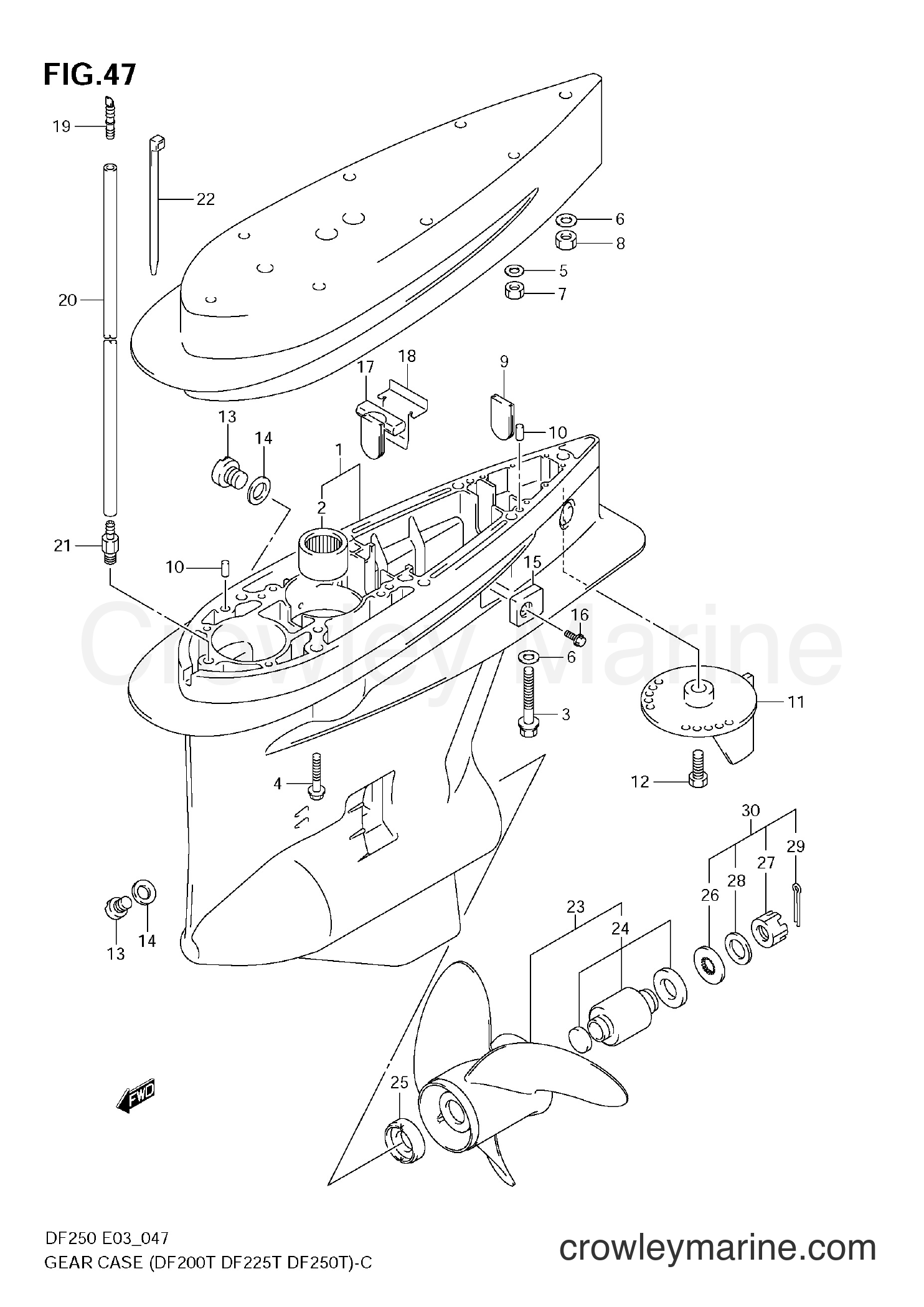 GEAR CASE (DF200T,DF225T,DF250T) - 2004 Four-Stroke Outboard 200 DF200 ...