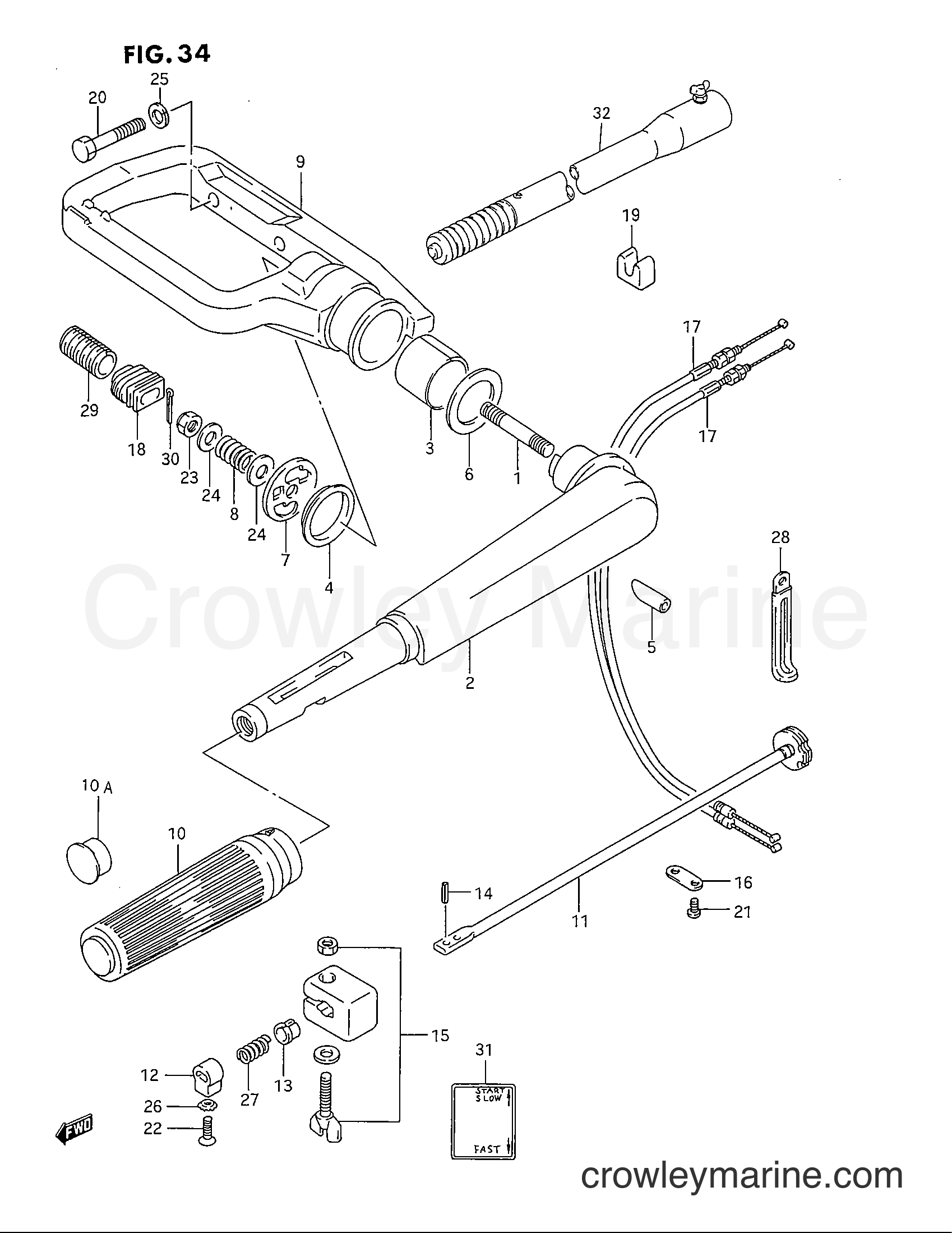 Suzuki Marine DT40C - TILLER HANDLE (MODEL:93~98)
