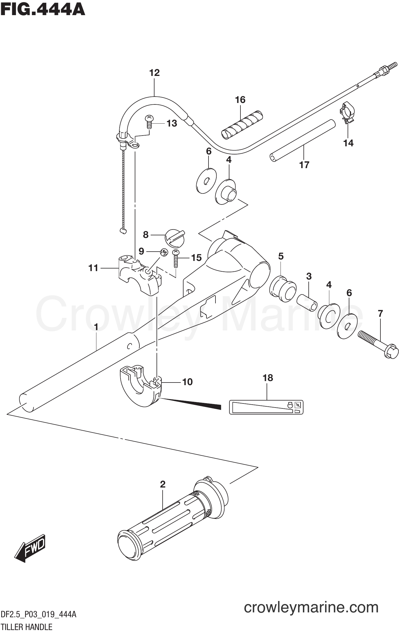 Suzuki Marine DF2.5 00252F-910001~ - TILLER HANDLE