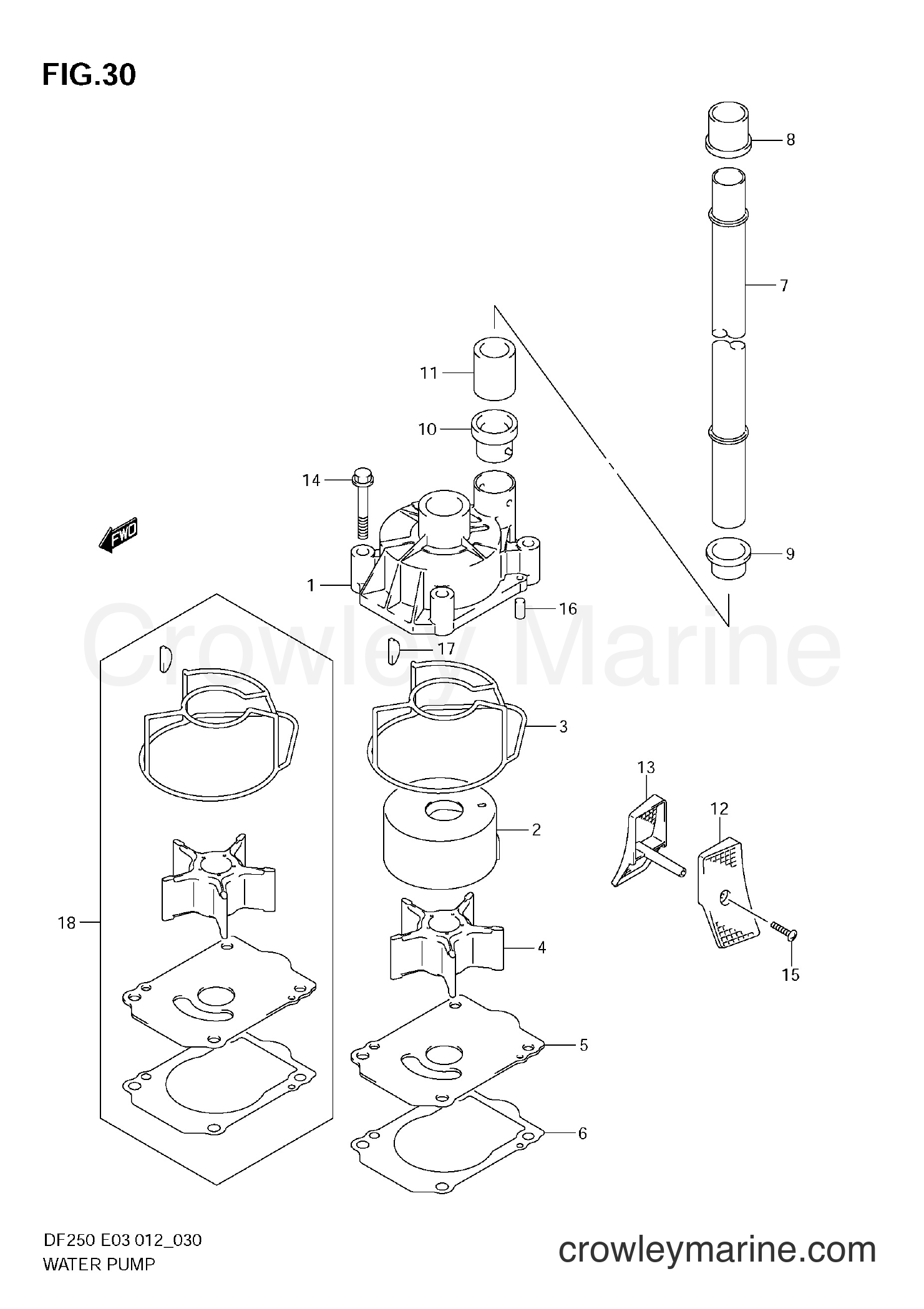 Suzuki Marine DF225 210001~ - WATER PUMP (DF200T E3)