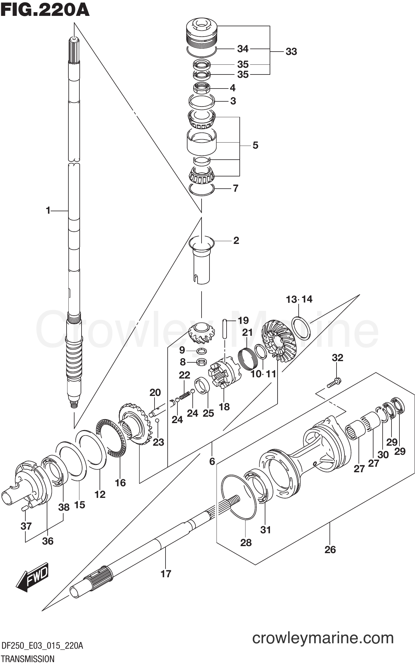 Suzuki Marine DF250Z 51001~ - TRANSMISSION (DF200T E03)