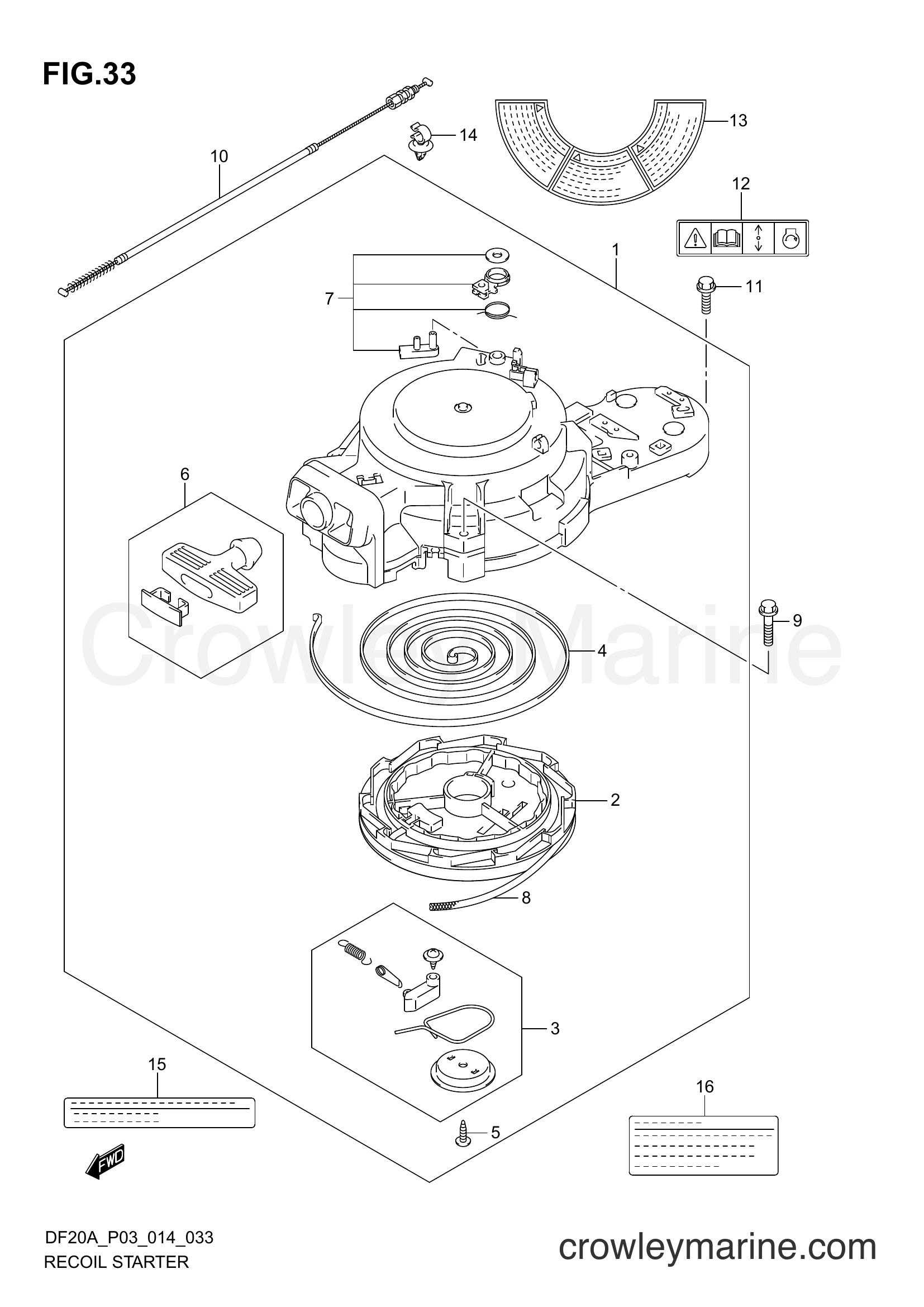 Suzuki Marine DF20A 02002F-410001~ - RECOIL STARTER (DF20AR P03)