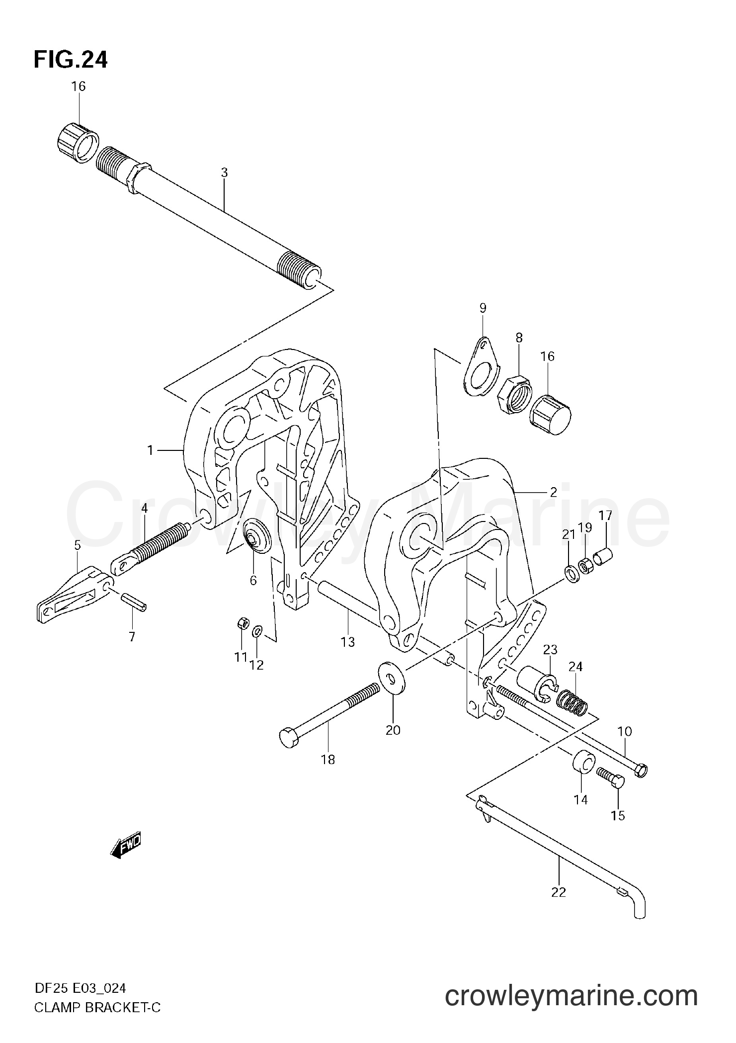 Suzuki Marine DF25 - CLAMP BRACKET