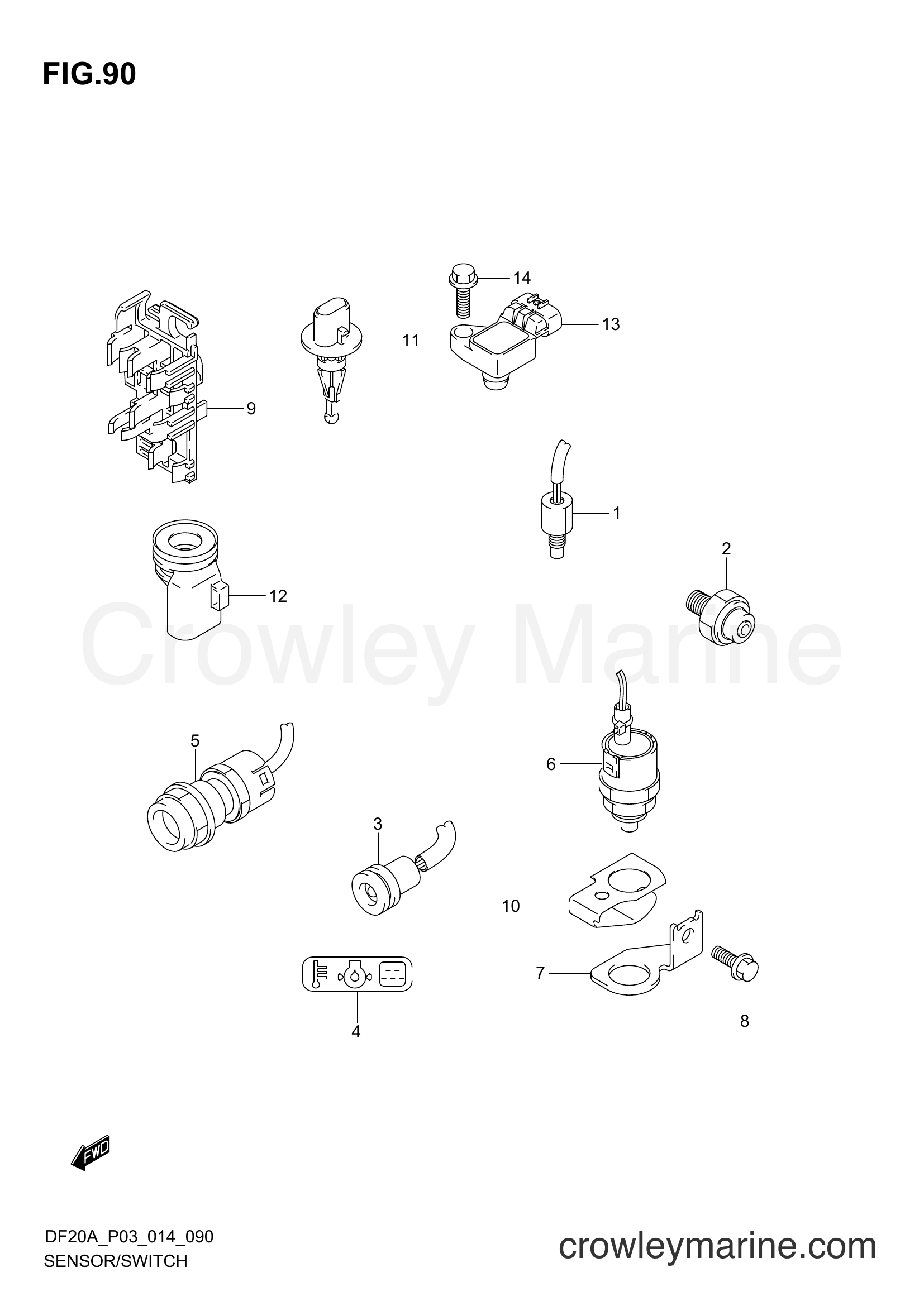 Suzuki Marine DF20A 02002F-410001~ - SENSOR/SWITCH (DF15ATH P03)
