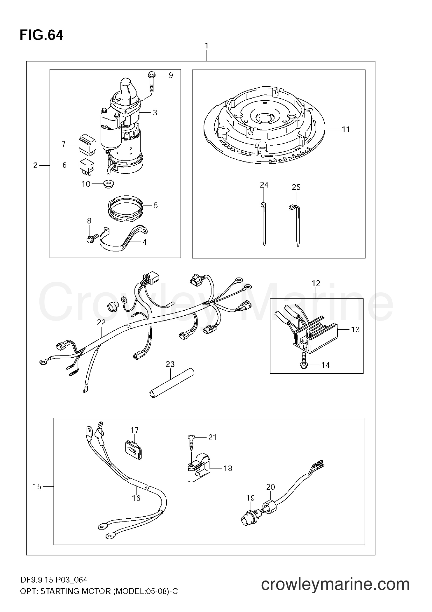Suzuki Marine DF9.9 - OPT:STARTING MOTOR (MODEL:05~)