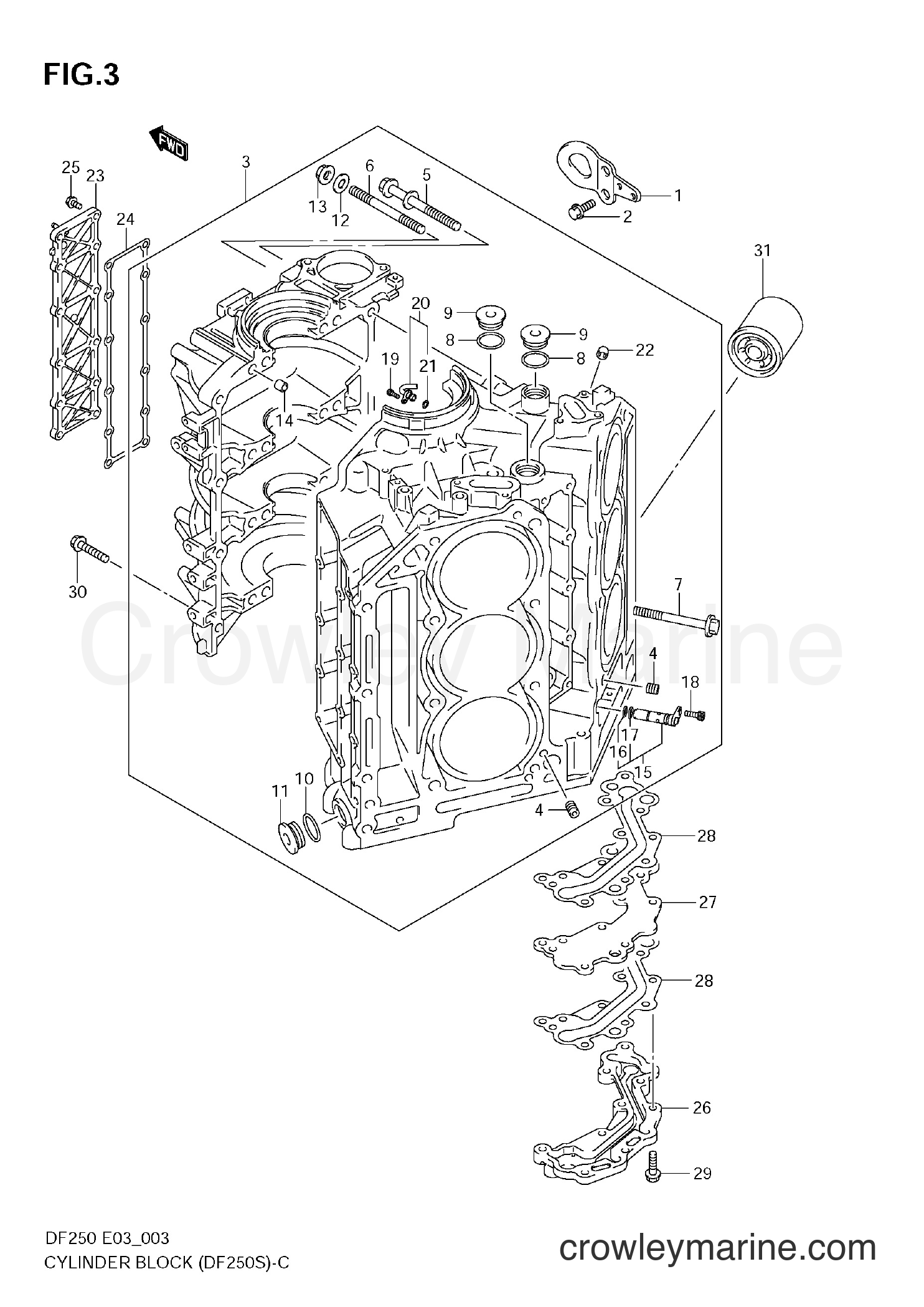 Suzuki Marine DF225 - CYLINDER BLOCK (DF250S)