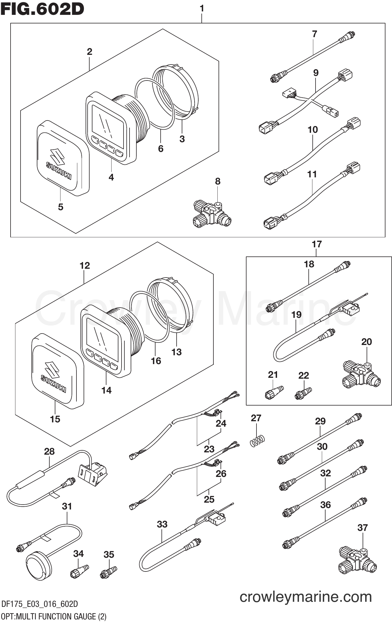 Suzuki Marine DF175 610001~ - OPT:MULTI FUNCTION GAUGE (2) (DF175ZG E03)