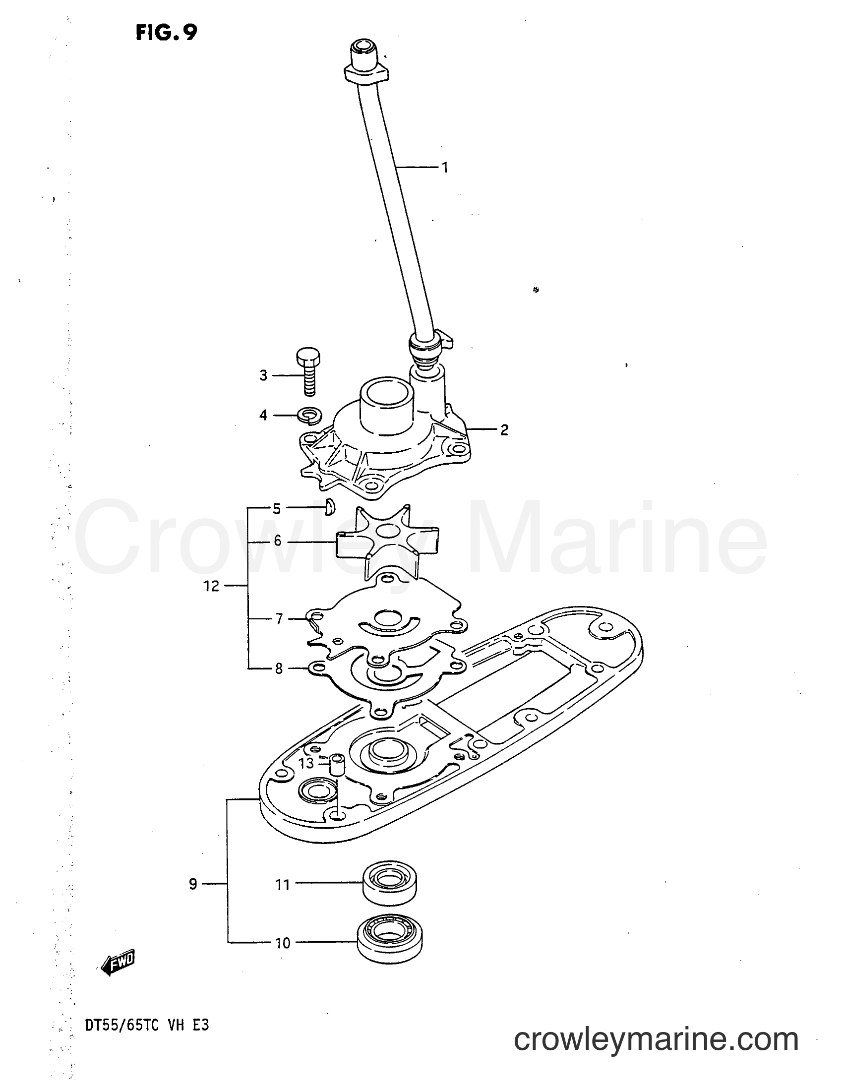 WATER PUMP 1985 TwoStroke Outboard 55 DT55 Crowley Marine