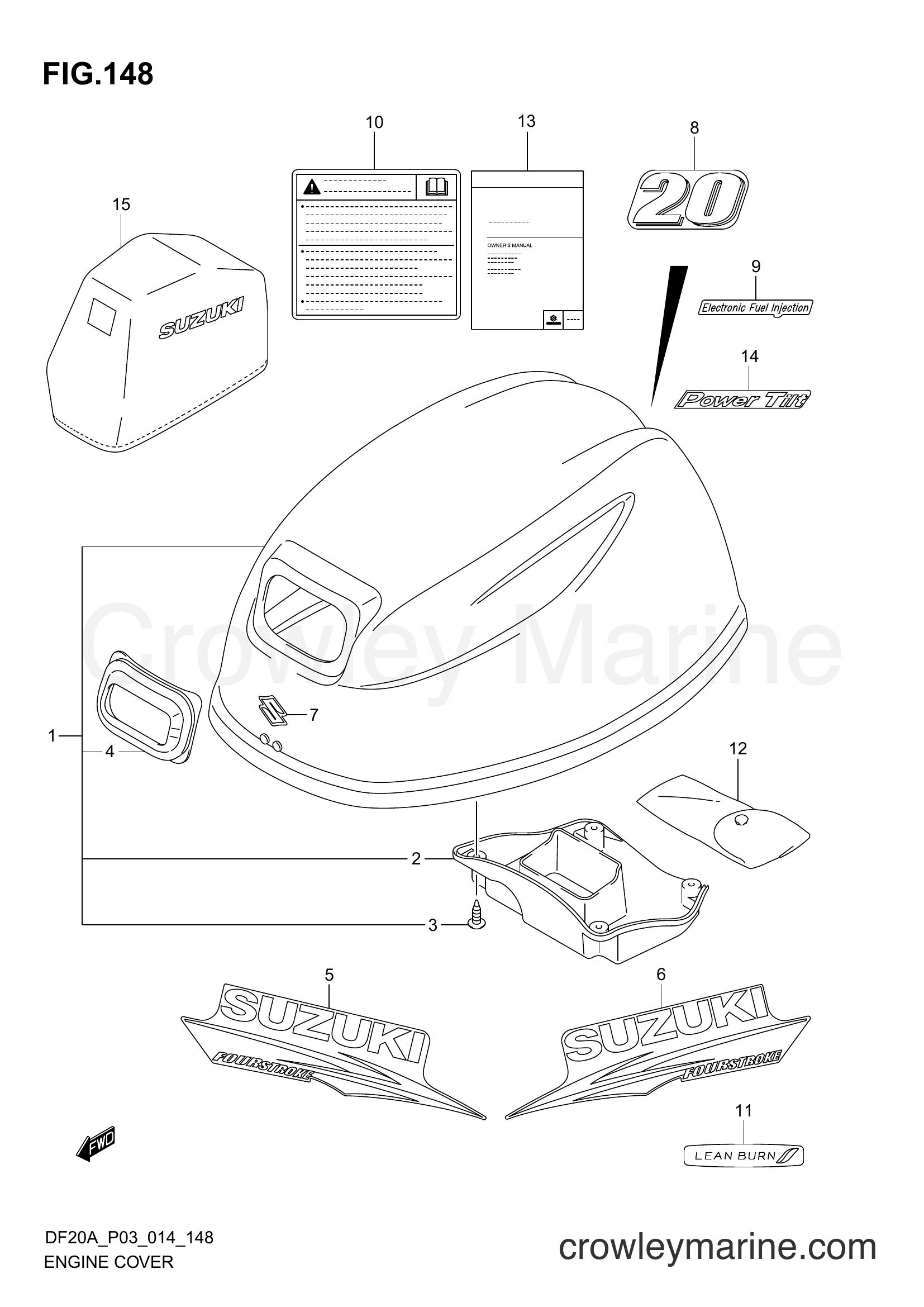 Suzuki Marine DF15A 00995F-01504 - ENGINE COVER (DF20AT P03)