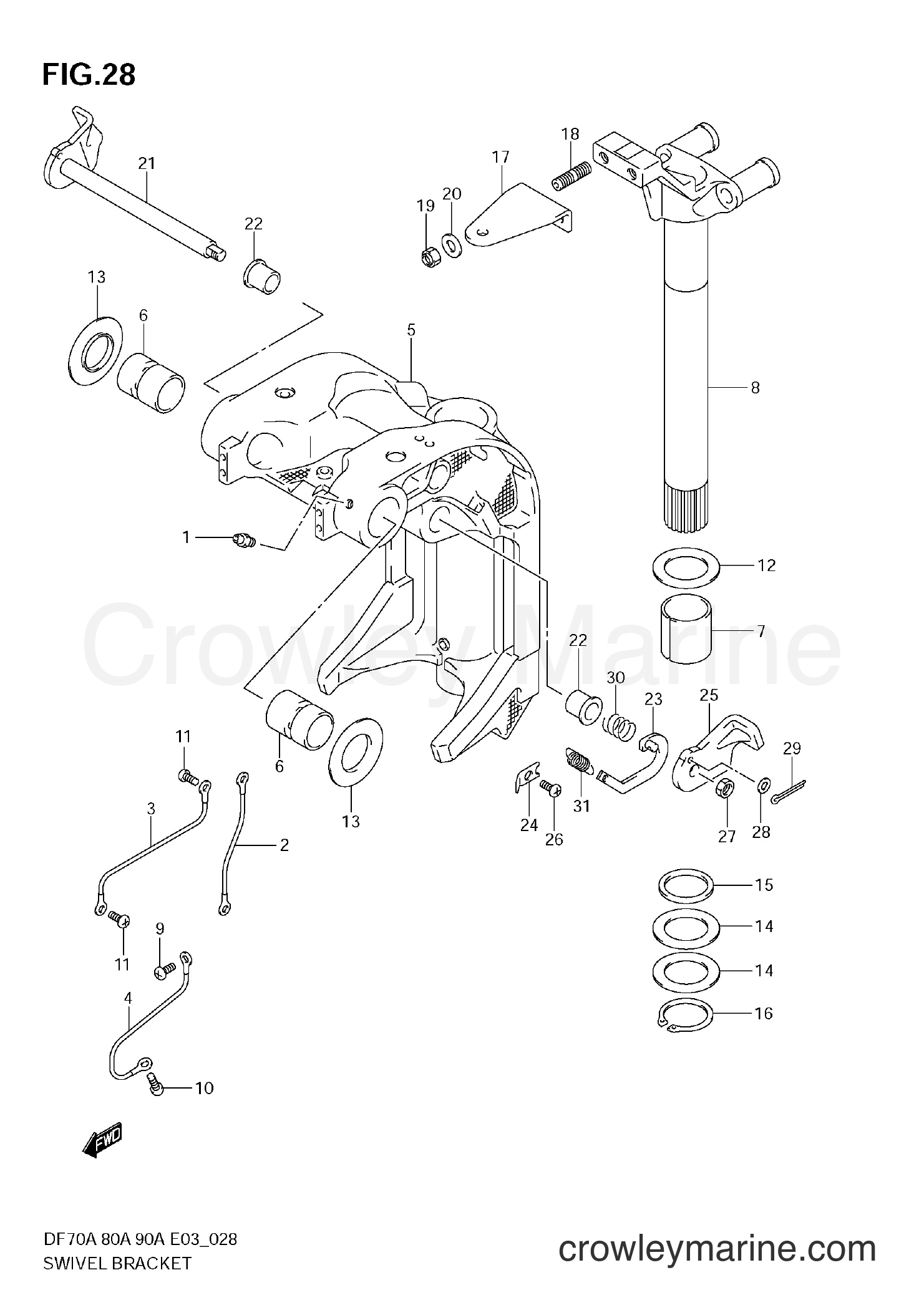 Suzuki Marine DF80A - SWIVEL BRACKET
