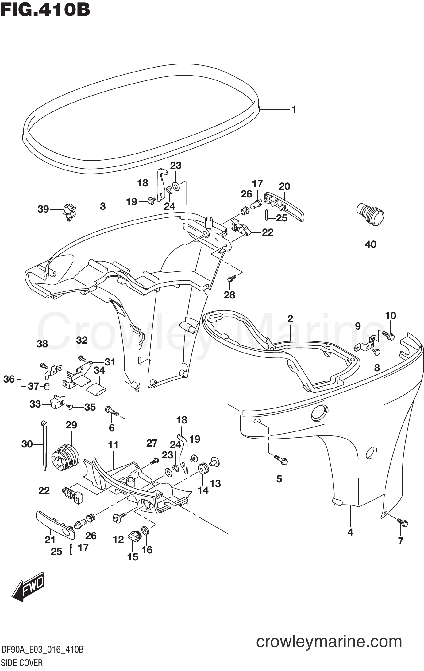 Suzuki Marine DF80A 610001~ - SIDE COVER (DF80A E03)