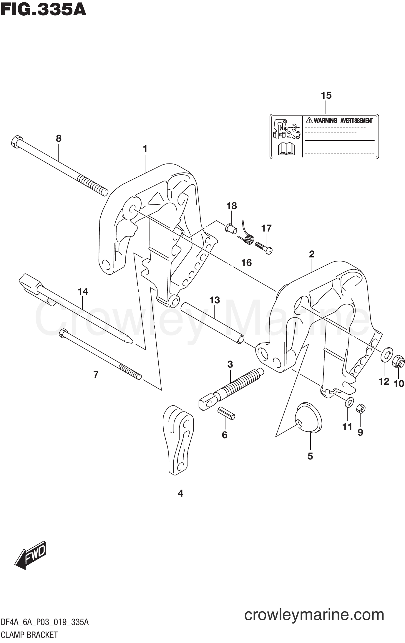 Suzuki Marine DF4A 9100011~ - CLAMP BRACKET