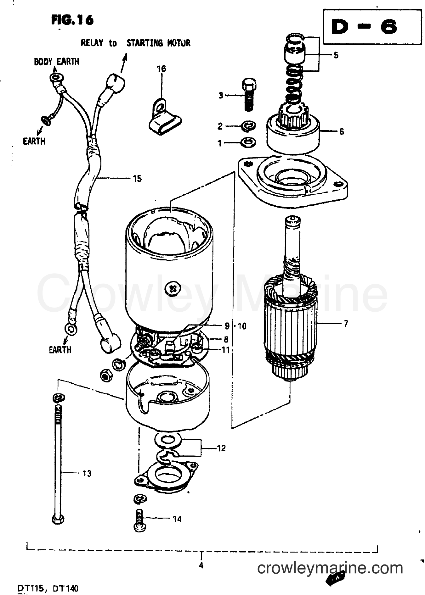 Suzuki Marine DT140 - STARTING MOTOR (MODEL J)