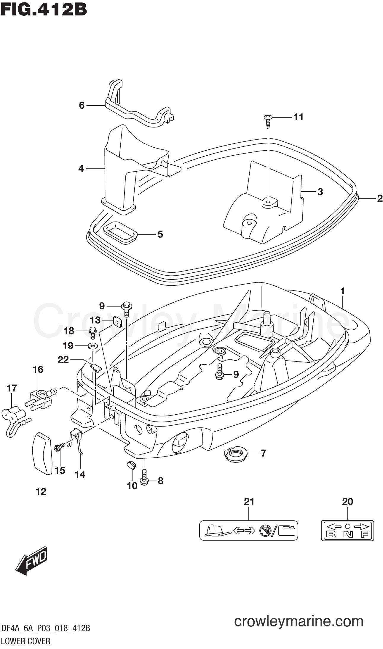 Suzuki Marine DF4A 810001~ - LOWER COVER (DF6A)