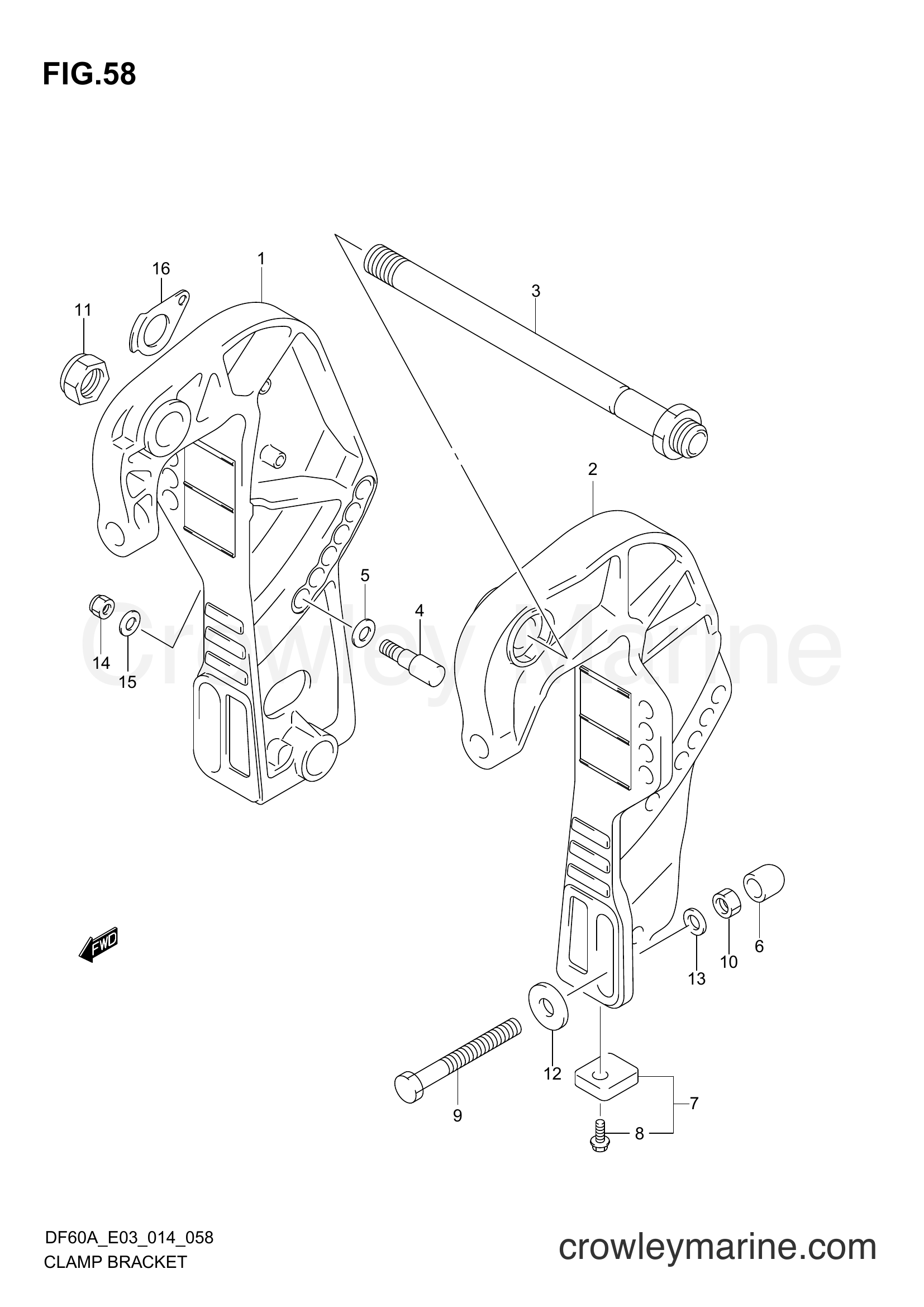 Suzuki Marine DF60A 410001~ - CLAMP BRACKET (DF50A E03)