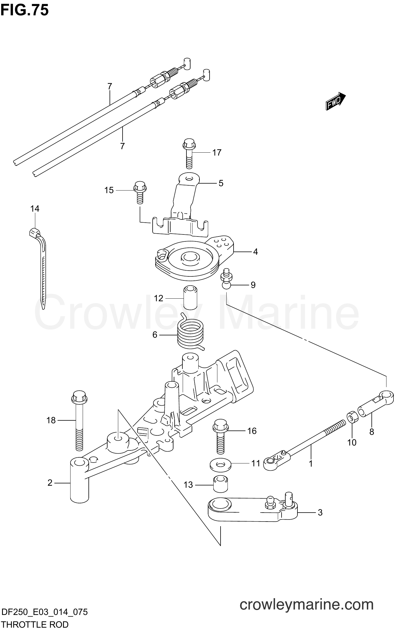 Suzuki Marine DF250 410001~ - THROTTLE ROD