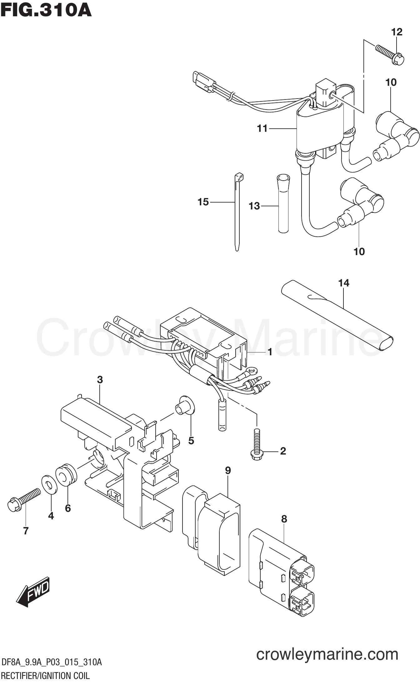 Suzuki Marine DF9.9A 510001~ - RECTIFIER/IGNITION COIL (DF8A P03)