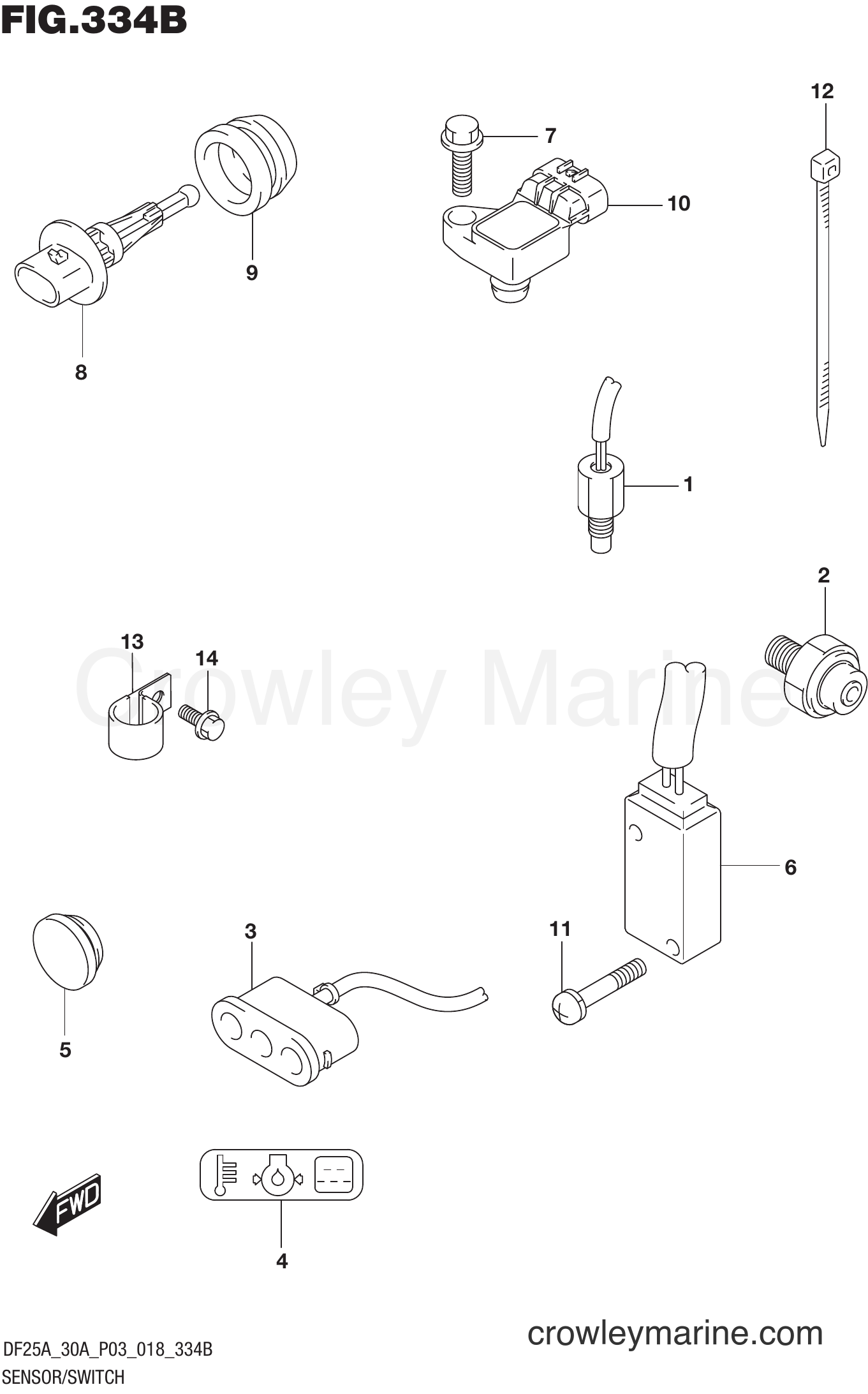 Suzuki Marine DF30ATH 810001~ - SENSOR/SWITCH (DF25AT)(DF30AT)