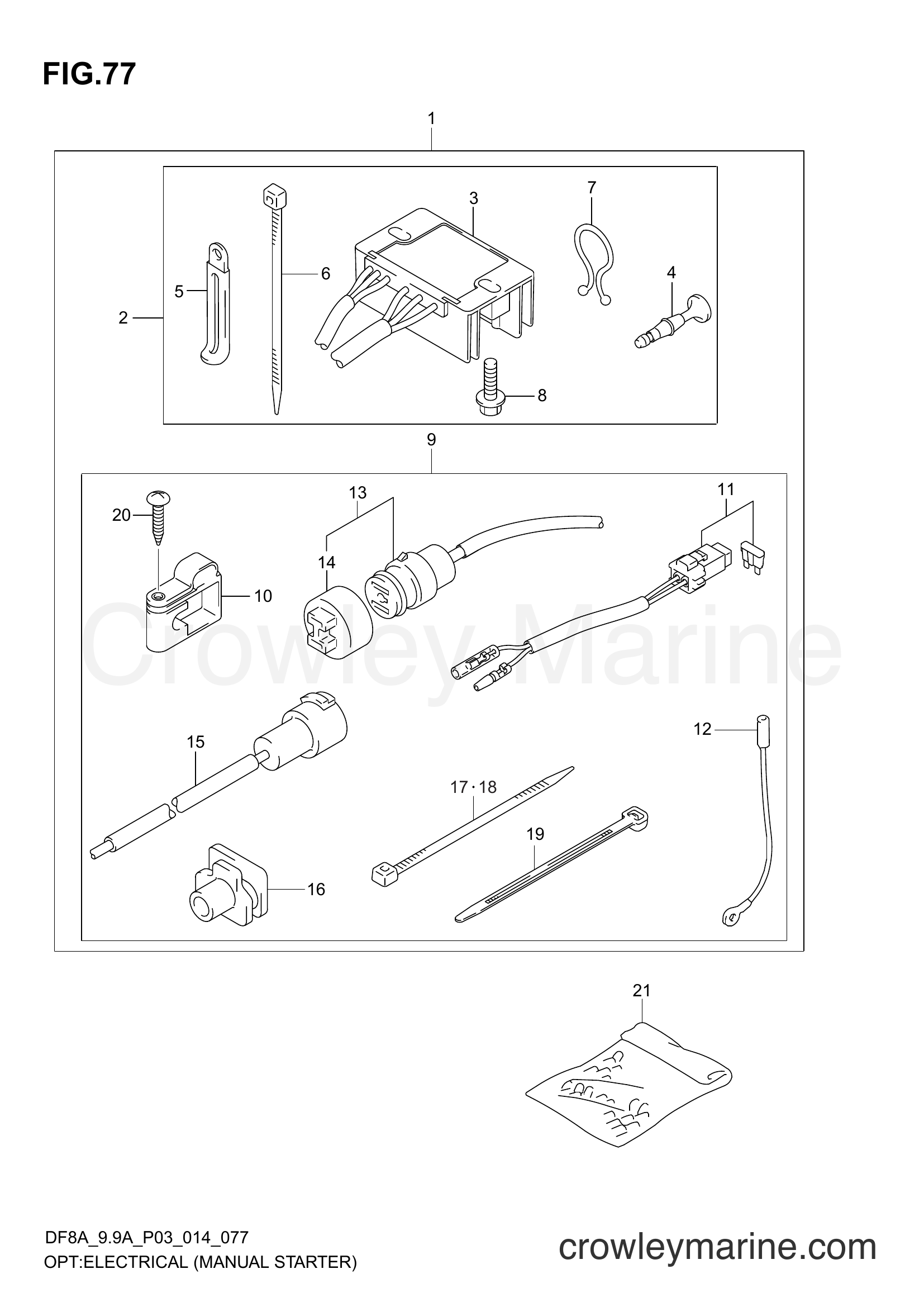 Suzuki Marine DF9.9A 410001~ - OPT:ELECTRICAL (MANUAL STARTER) (DF8A P03)