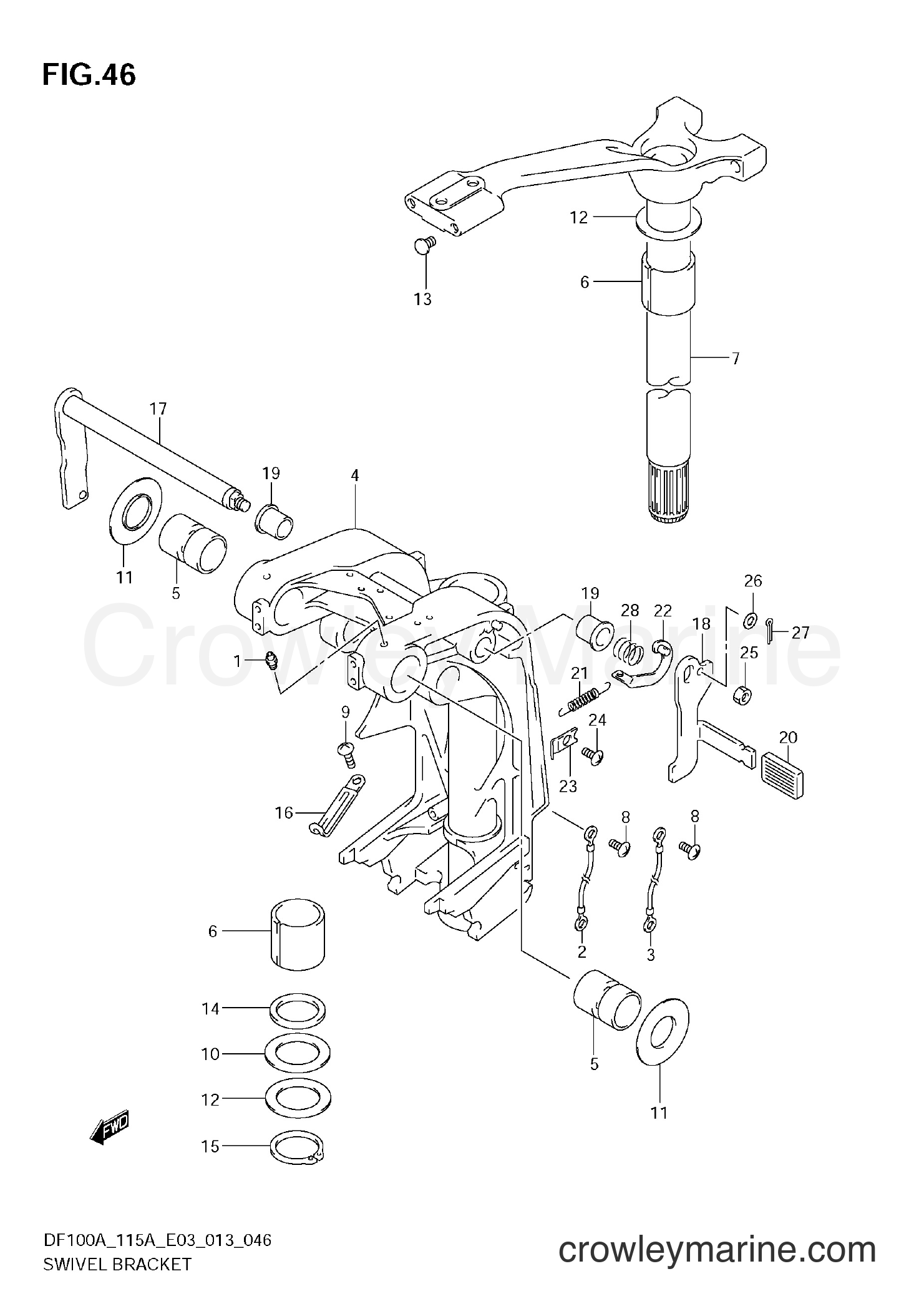 Suzuki Marine DF115A 310001~ - SWIVEL BRACKET (DF100AT E03)
