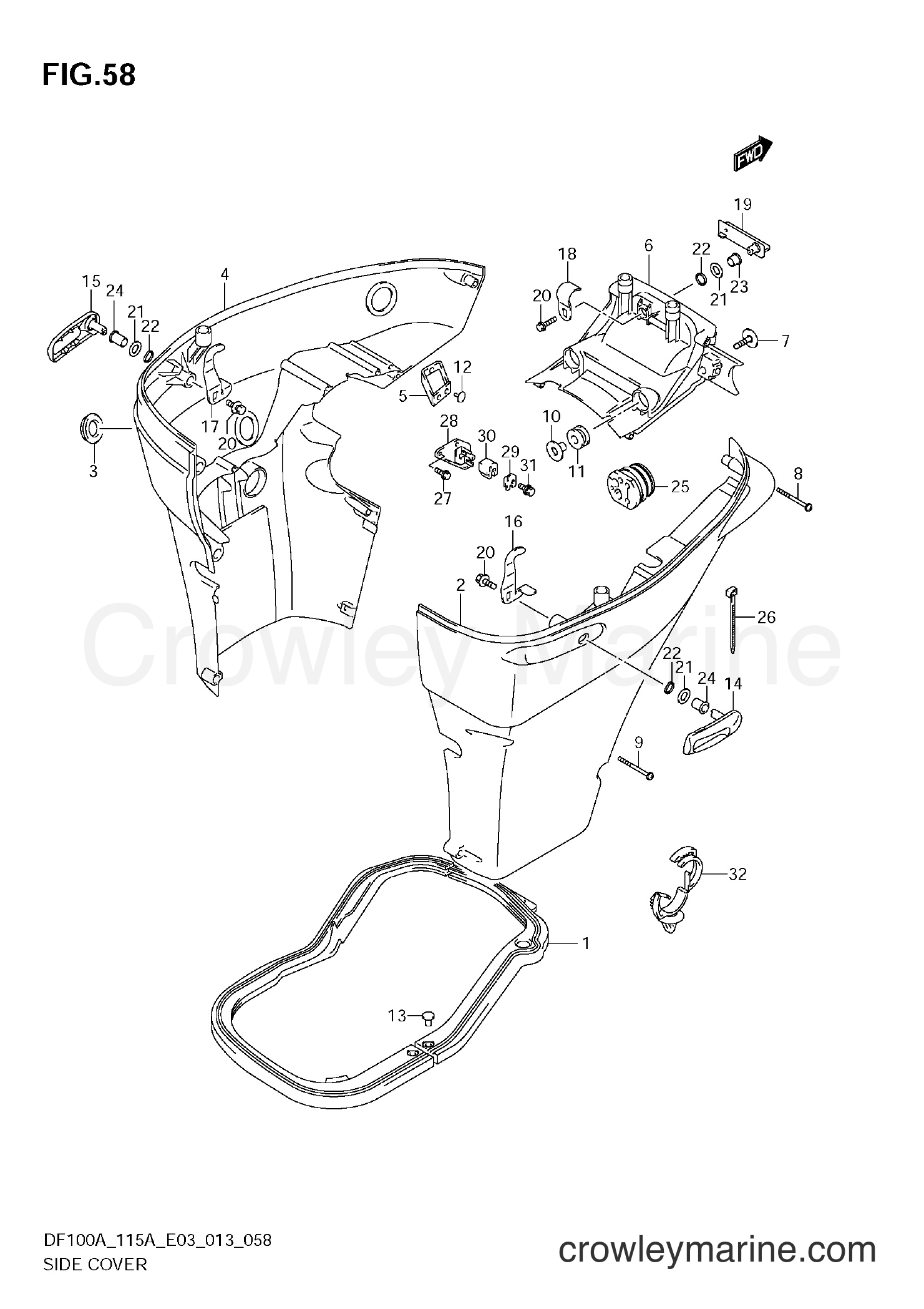 Suzuki Marine DF115A 310001~ - SIDE COVER