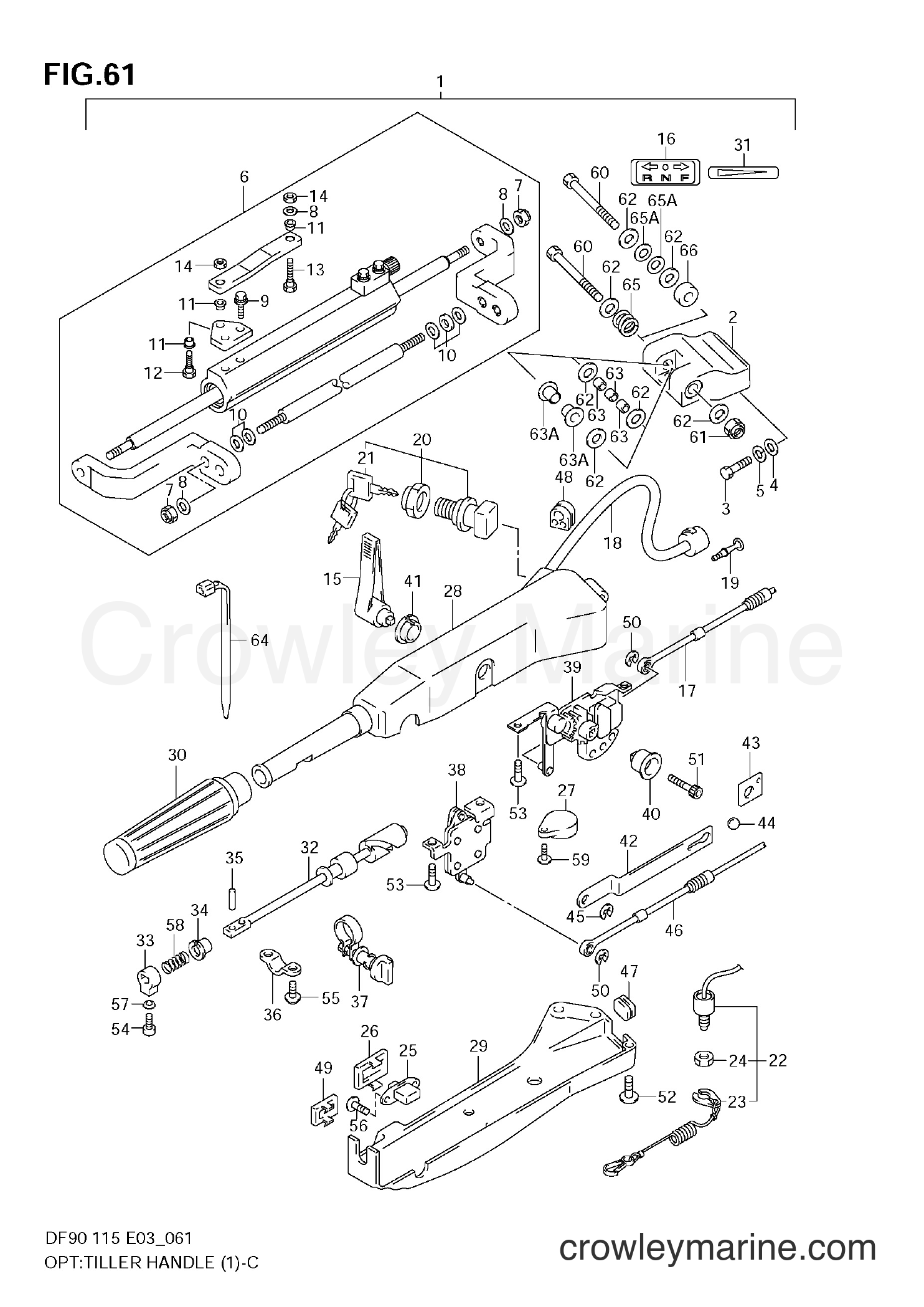 Suzuki Marine DF115 - OPT:TILLER HANDLE (MODEL:01~03)