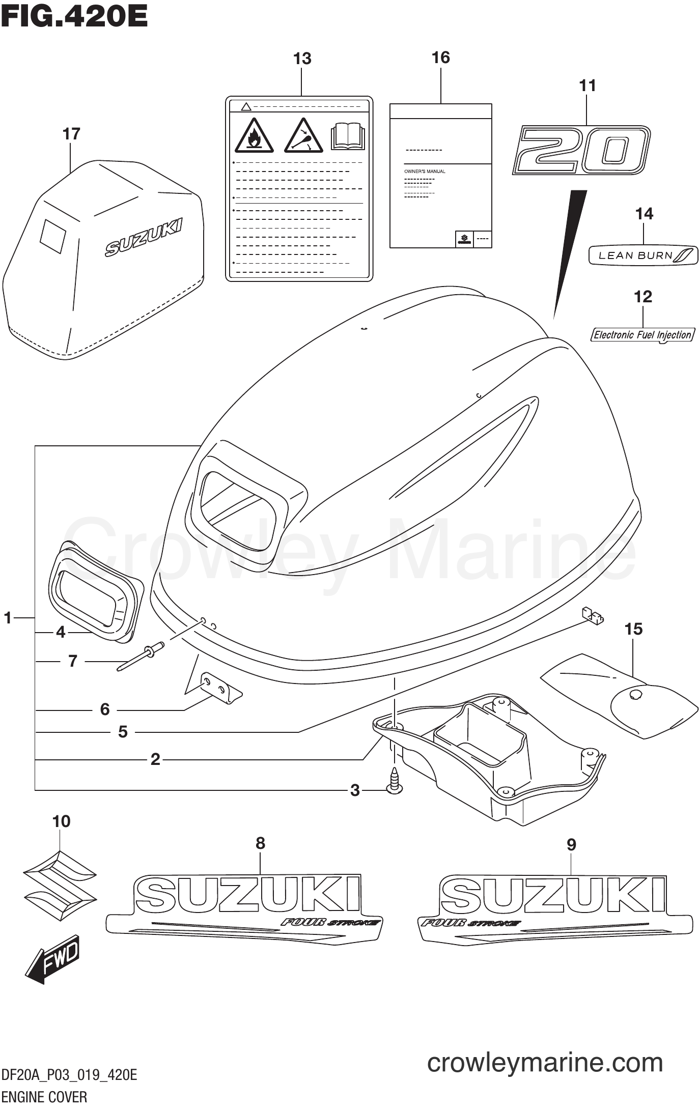 Suzuki Marine DF20ATH 910001~ - ENGINE COVER (DF20A)