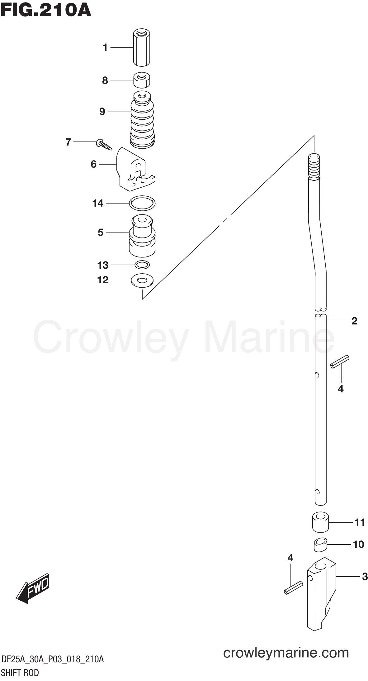 Suzuki Marine DF25AQH 810001~ - SHIFT ROD
