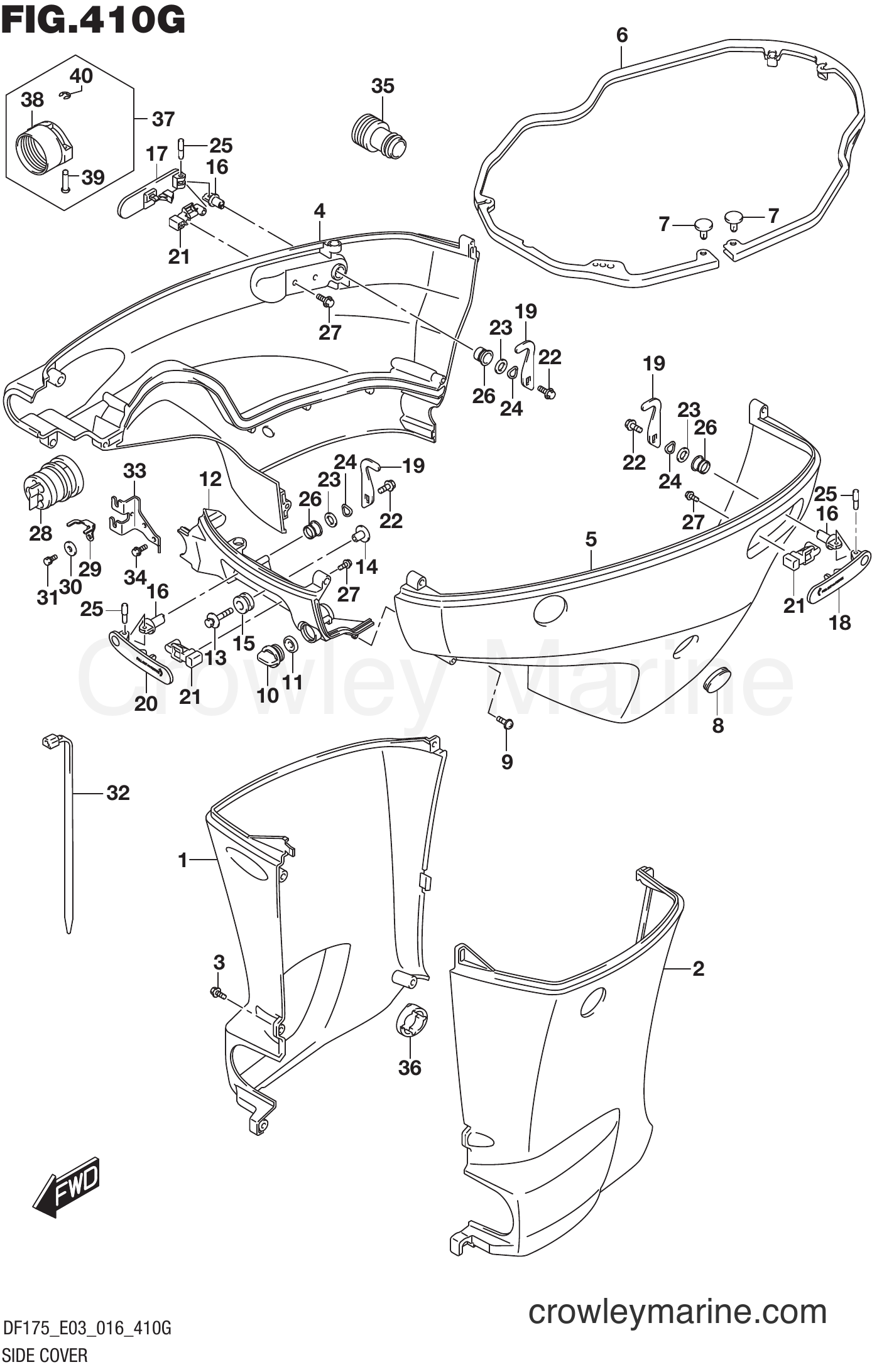 Suzuki Marine DF175T 610001~ - SIDE COVER (DF175Z E03)
