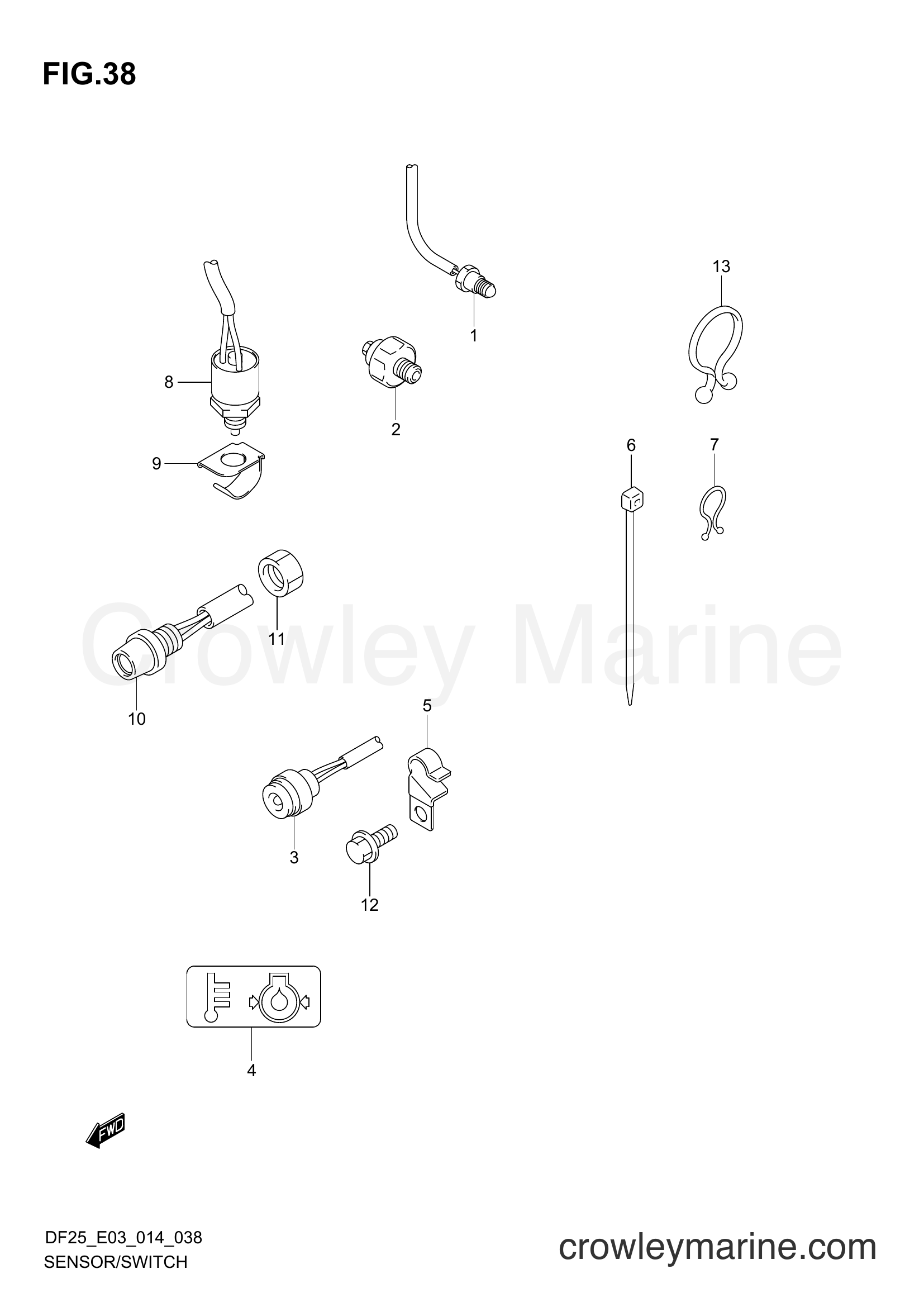 Suzuki Marine DF25 02503F-410001~ - SENSOR/SWITCH (DF25 E03)
