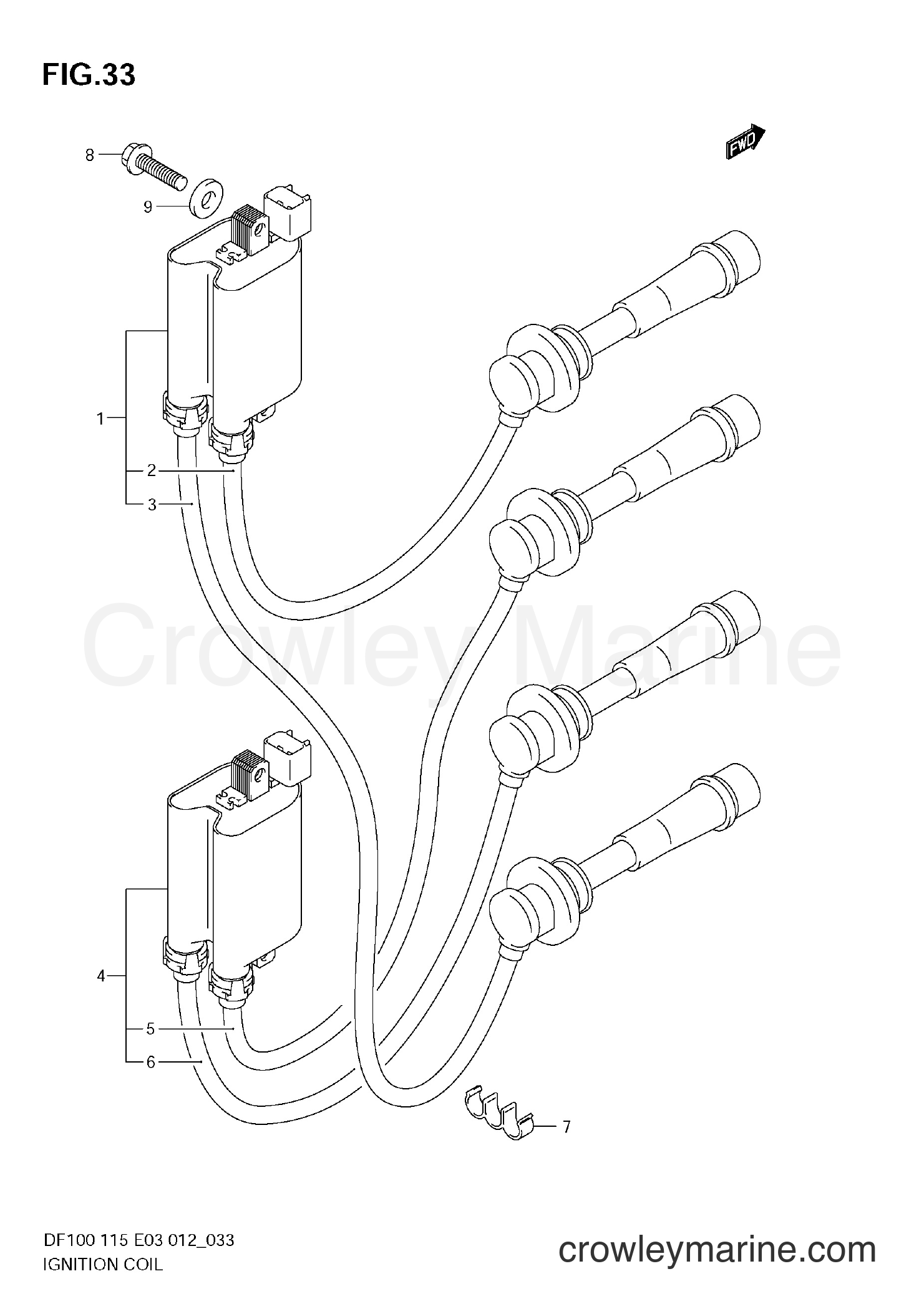Suzuki Marine DF115 11502F-210001~ - IGNITION COIL