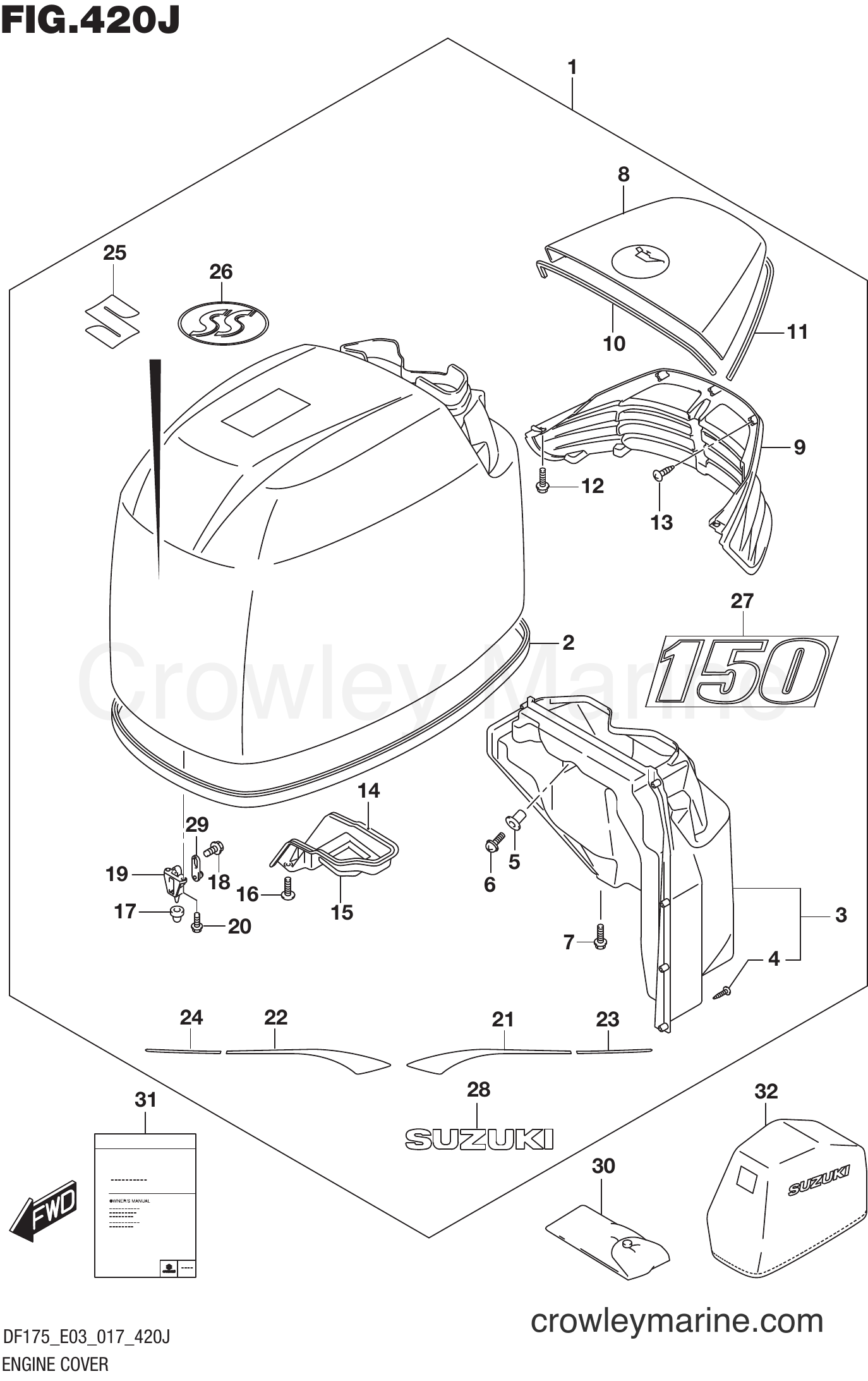 Suzuki Marine DF150Z 710001~ - ENGINE COVER (DF150ST E03)