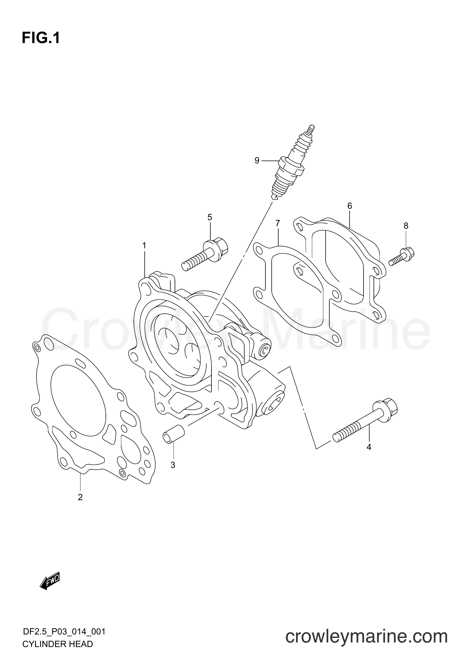 Suzuki Marine DF2.5 00252F-410001~ - CYLINDER HEAD