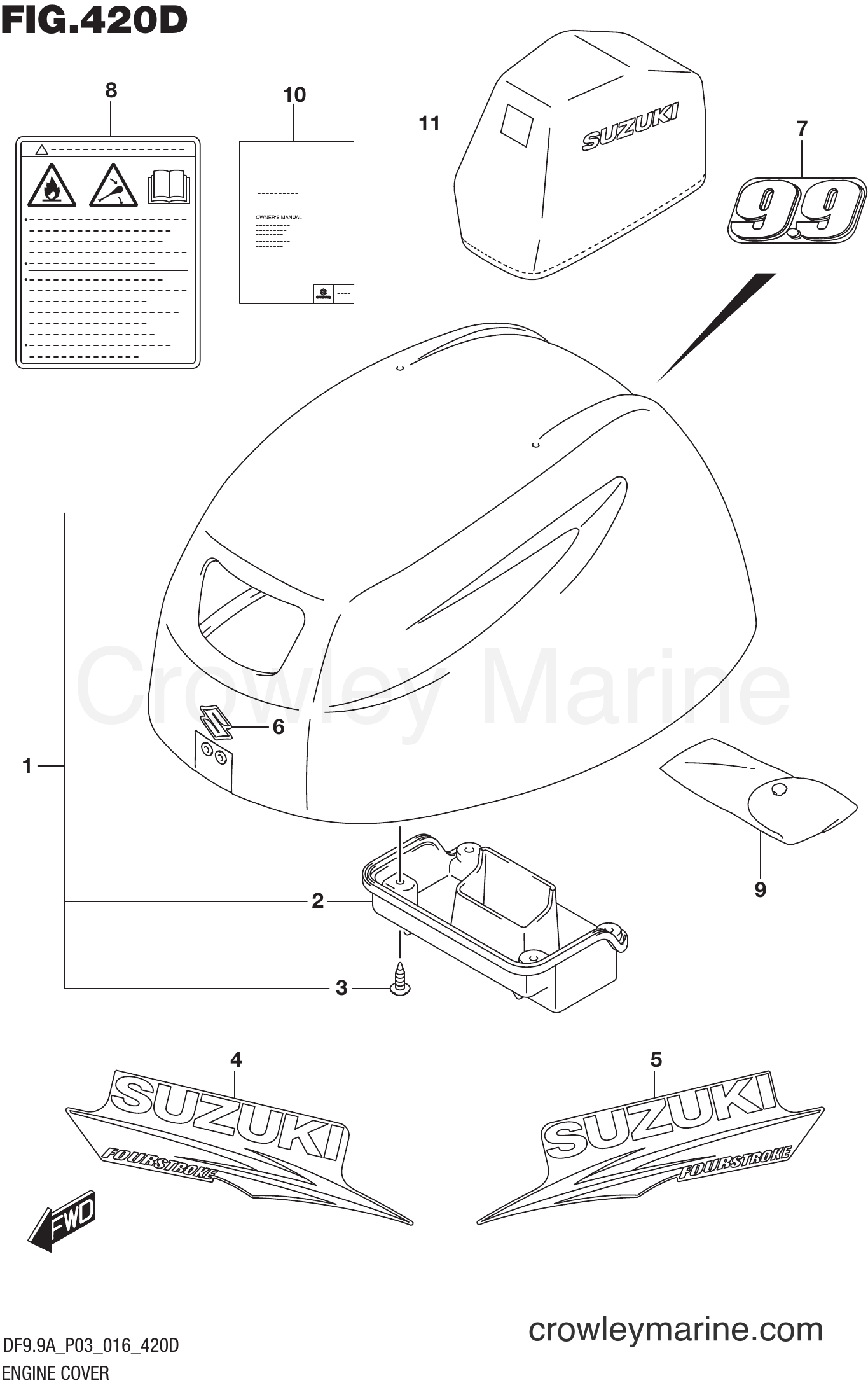 Suzuki Marine DF9.9A 610001~ - ENGINE COVER (DF9.9AR P03)