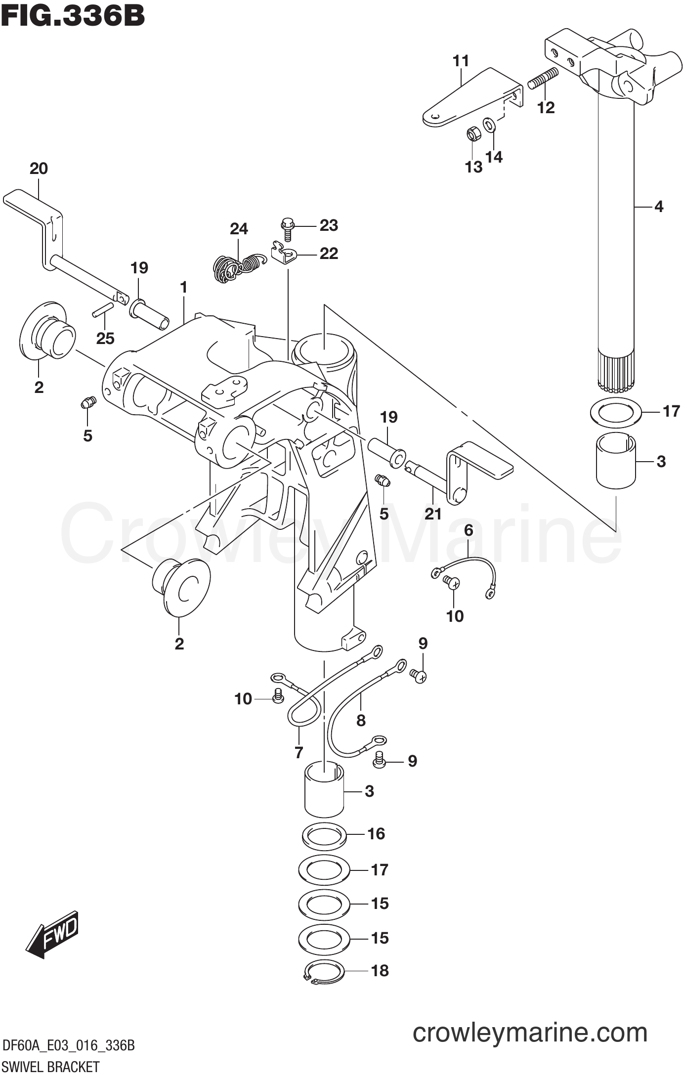 Suzuki Marine DF60AT 610001~ - SWIVEL BRACKET (DF50A E03)