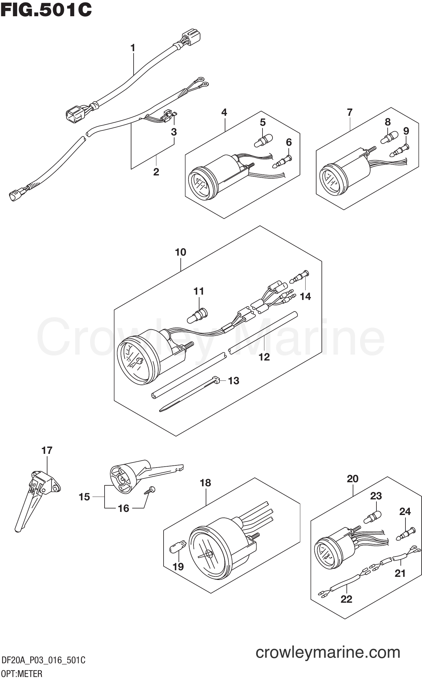 Suzuki Marine DF20A 610001~ - OPT:METER (DF20AR P03)