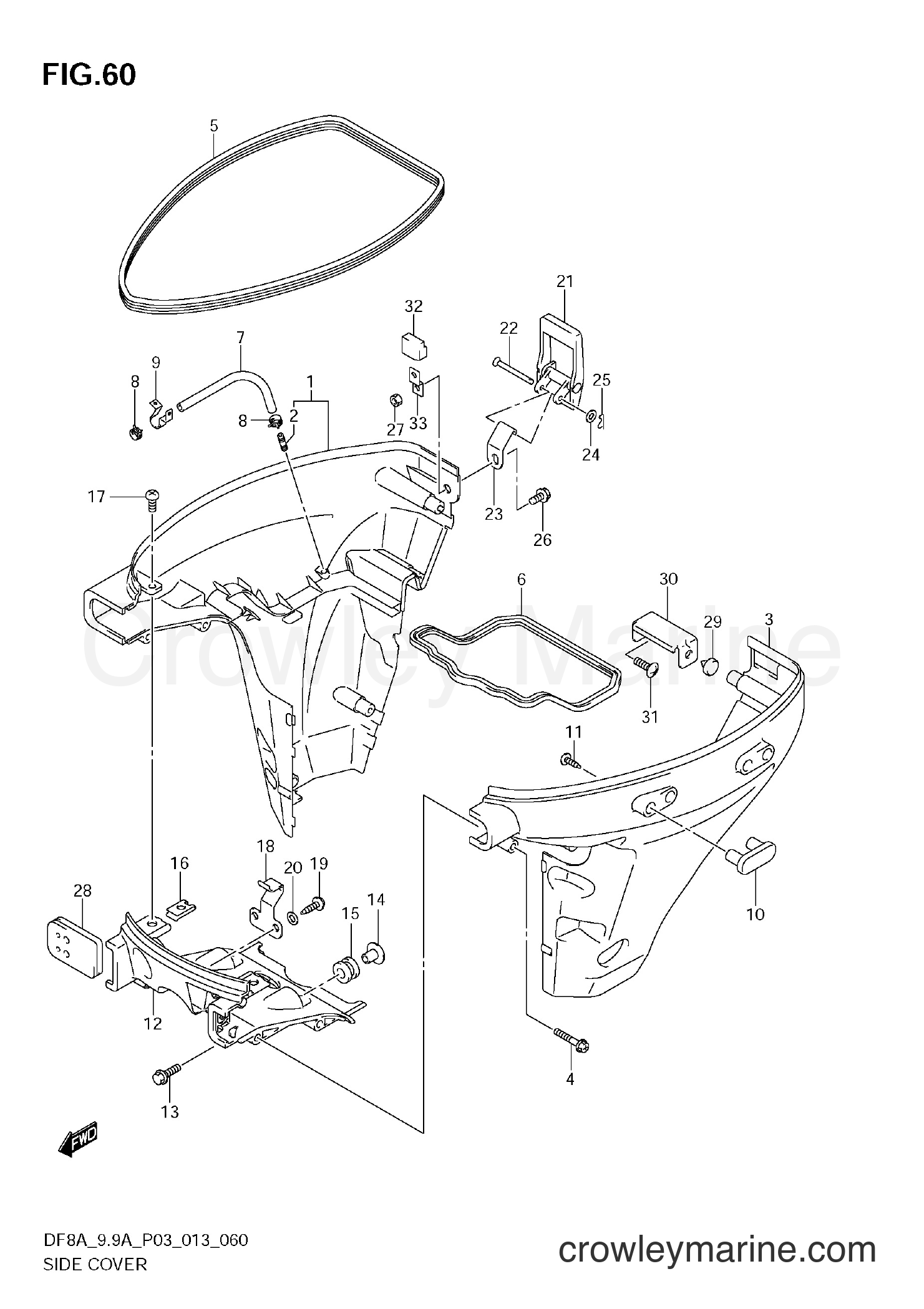 Suzuki Marine DF99A 310001~ - SIDE COVER (DF8A E03)