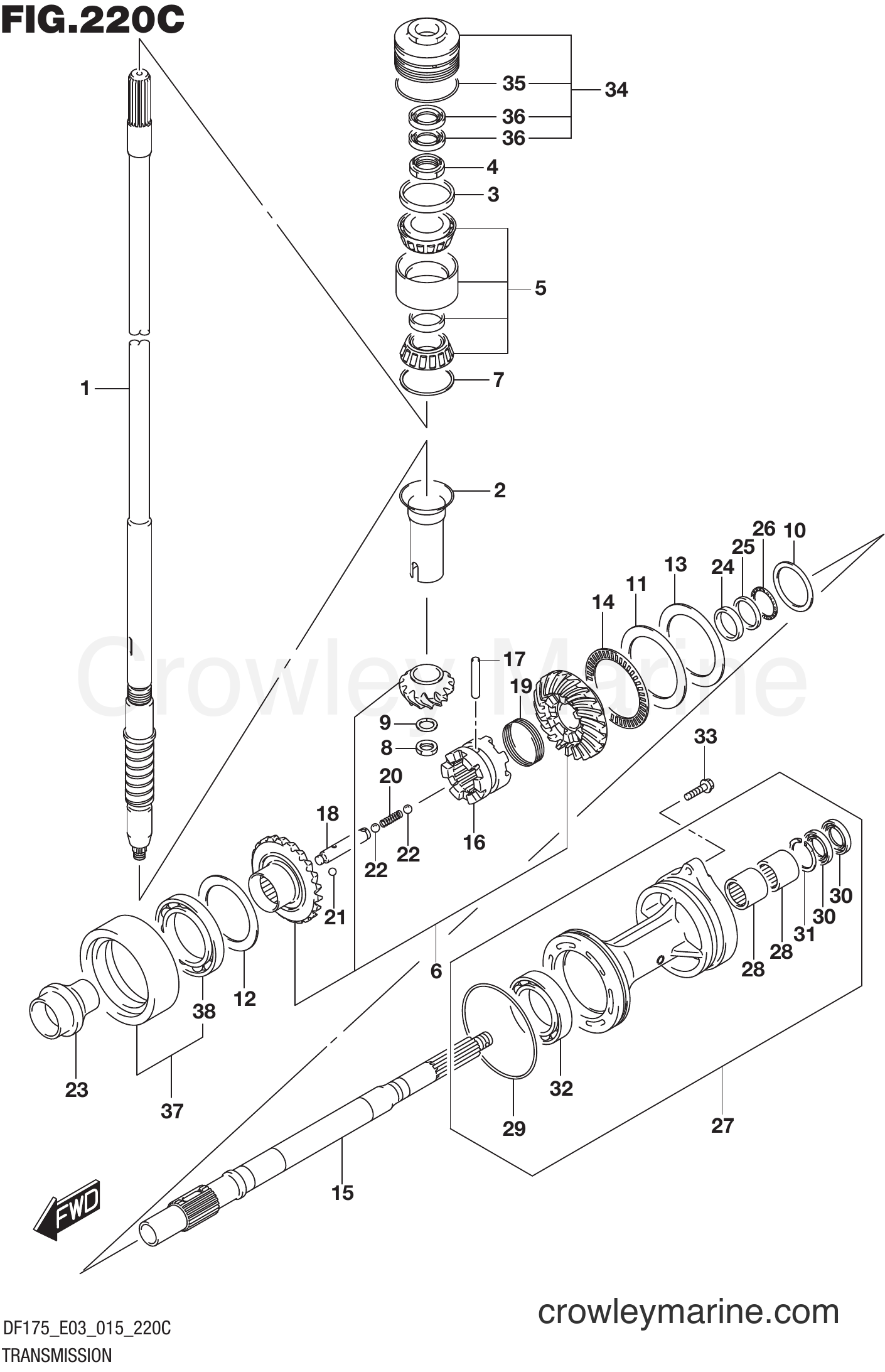 Suzuki Marine DF175TG 51001~ - TRANSMISSION (DF150Z E03)