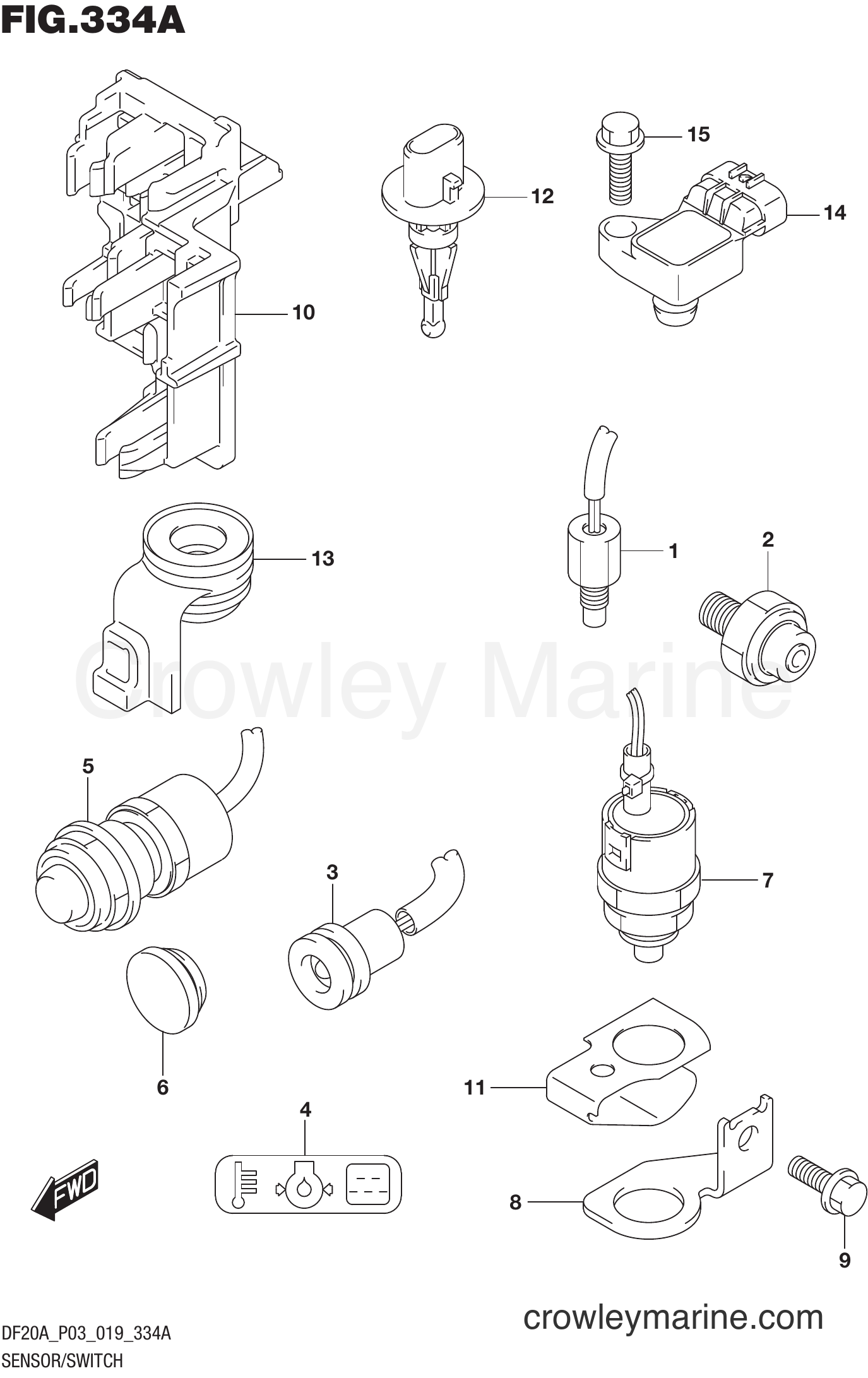 Suzuki Marine DF15ATH 910001~ - SENSOR/SWITCH (DF9.9B)(DF15A)(DF20A)