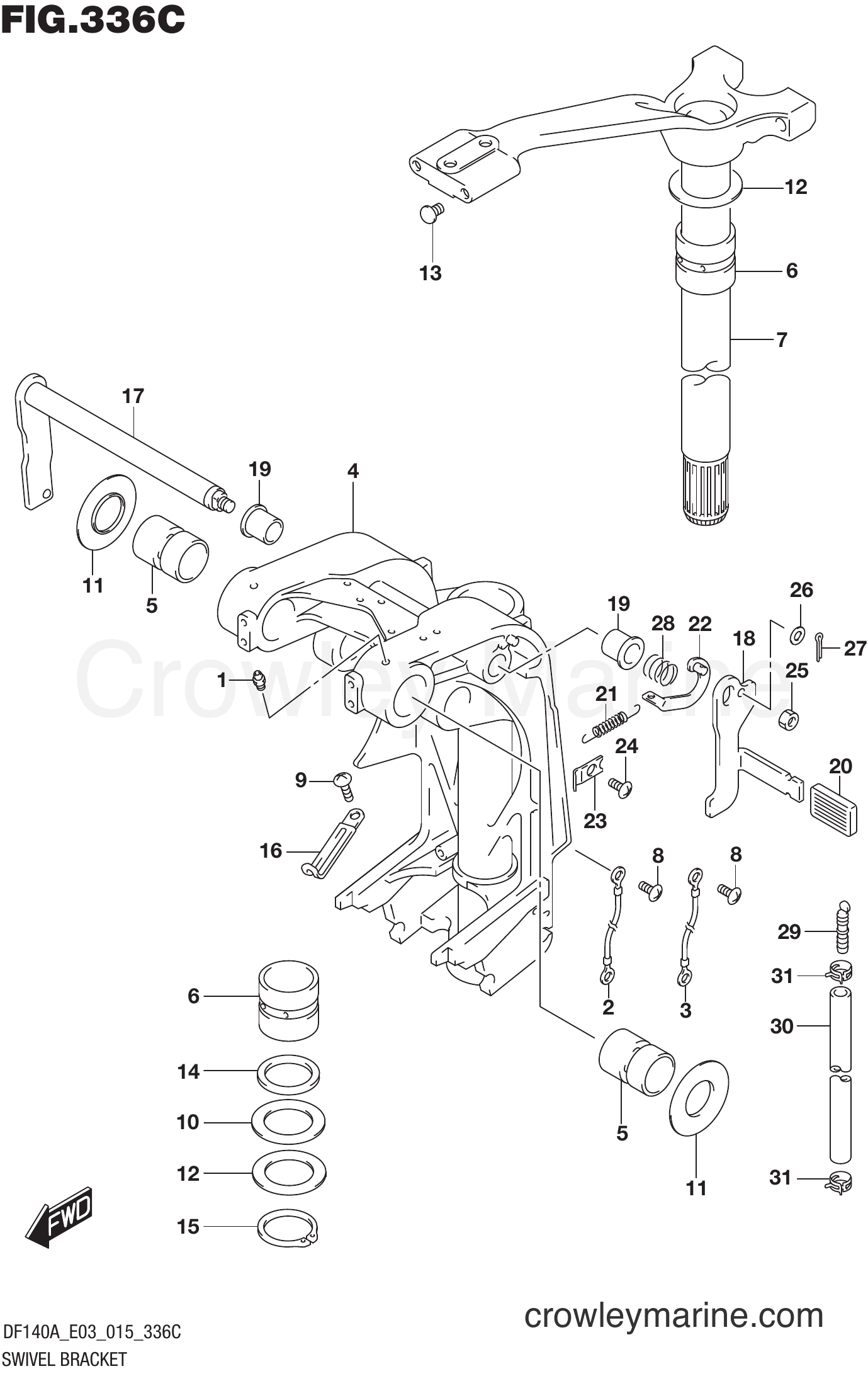 Suzuki Marine DF100A 510001~ - SWIVEL BRACKET (DF115AZ E03)