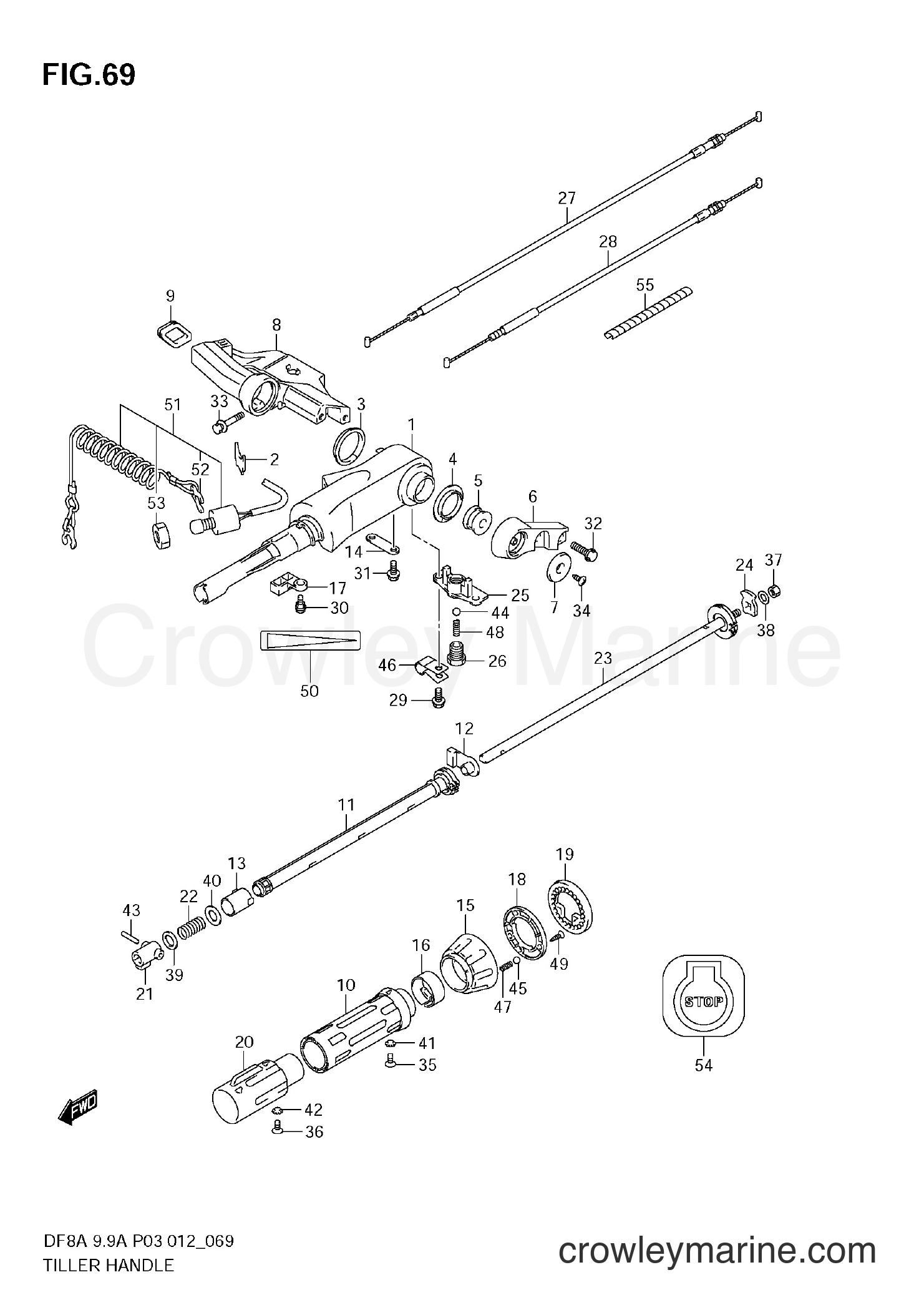 Suzuki Marine DF9.9A 00994F-210001~ - TILLER HANDLE (DF8A)