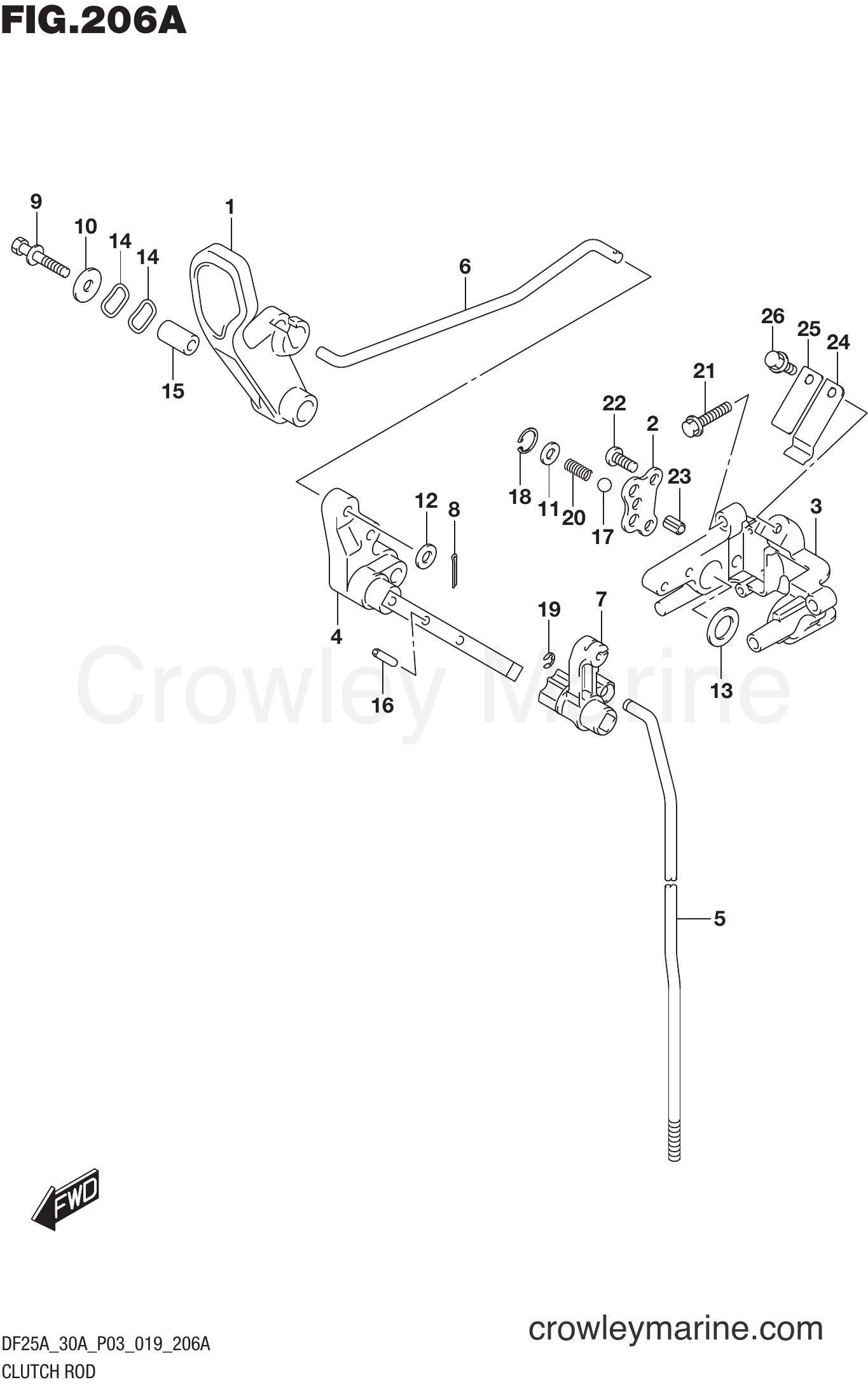 CLUTCH ROD (DF25A)(DF25ATH)(DF30ATH) Serial Range FourStroke