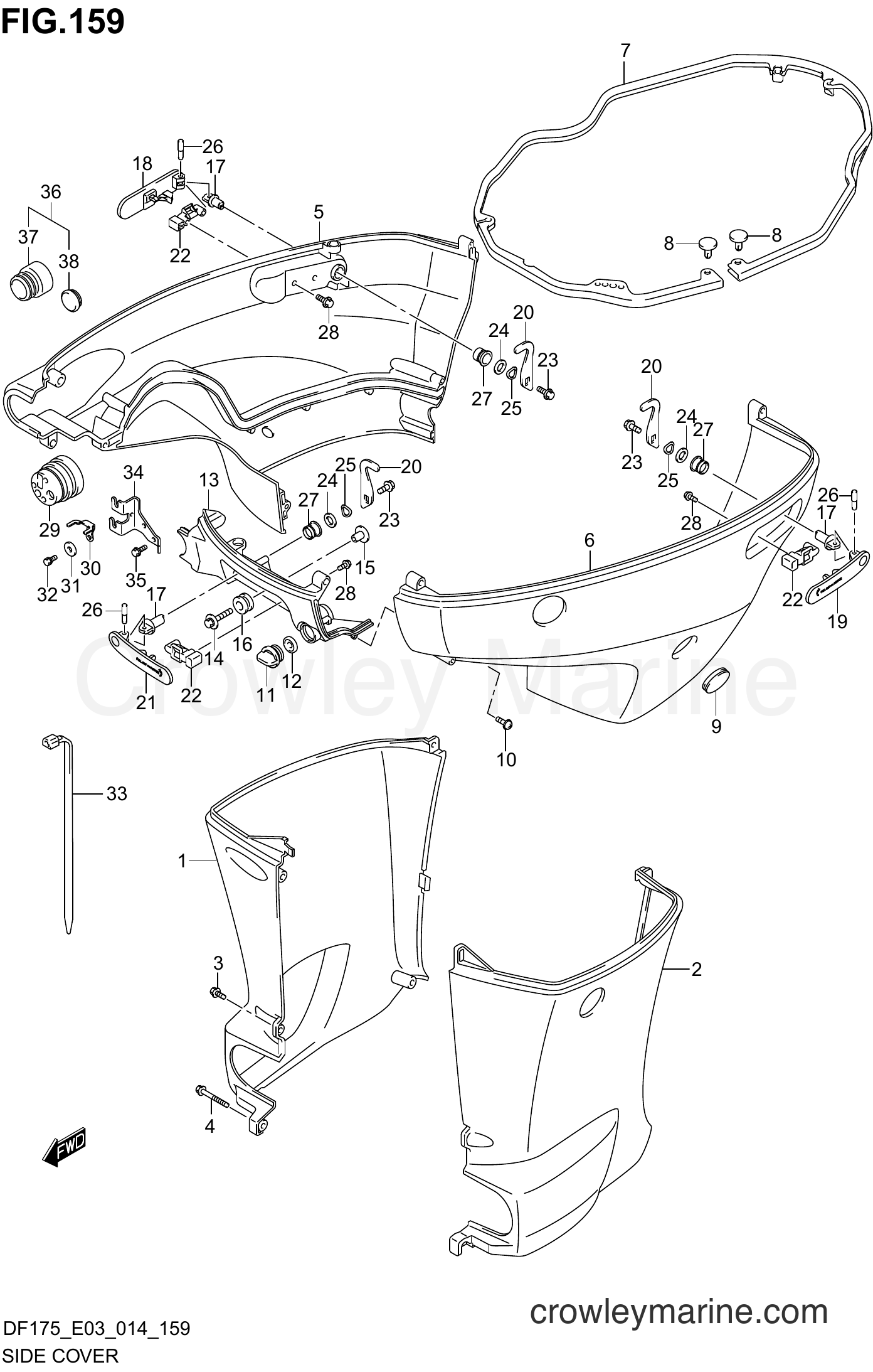 Suzuki Marine DF175T 41001~ - SIDE COVER (DF150Z E03)