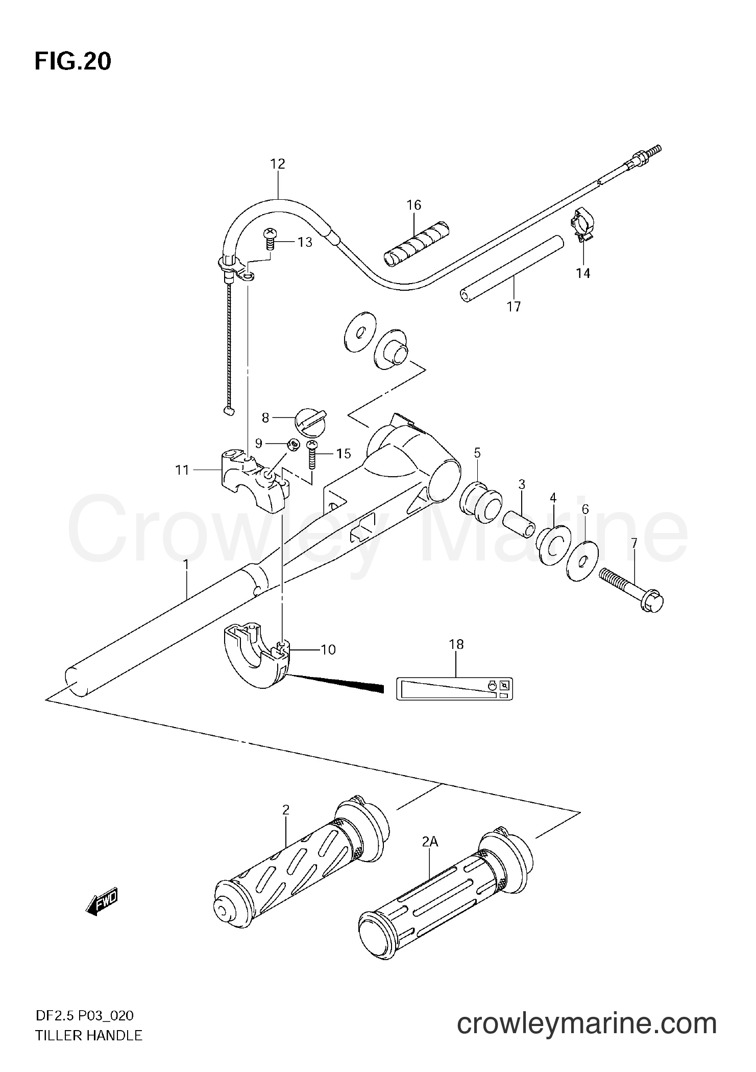 Suzuki Marine DF2.5 - TILLER HANDLE