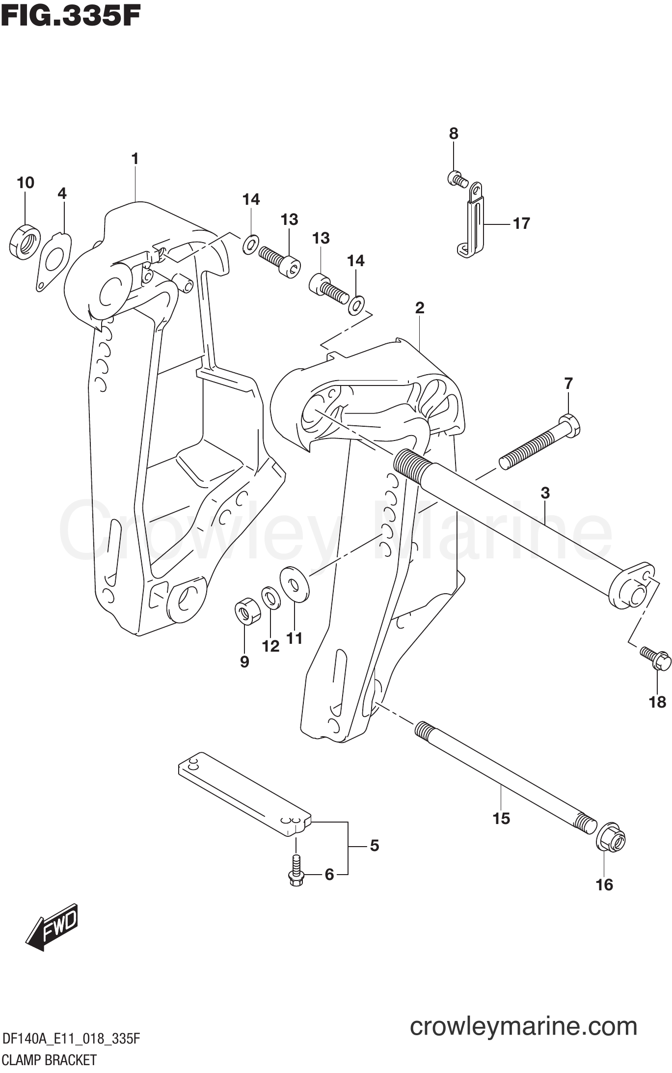 Suzuki Marine DF115AT 810001~ - CLAMP BRACKET (DF140AT E40)(DF140AZ E40)