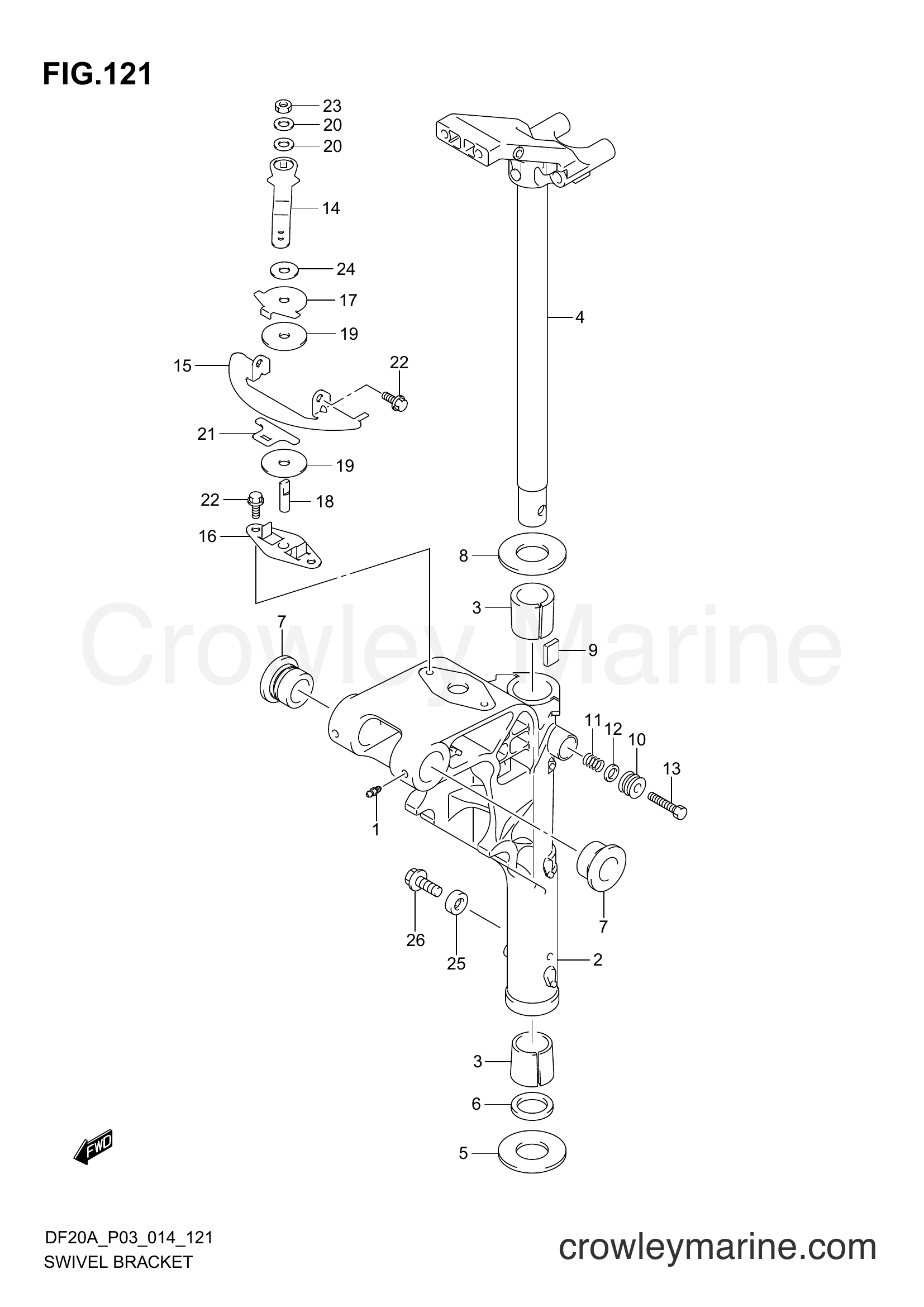 Suzuki Marine DF9.9B 00995F-01504 - SWIVEL BRACKET (DF20ATH P03)