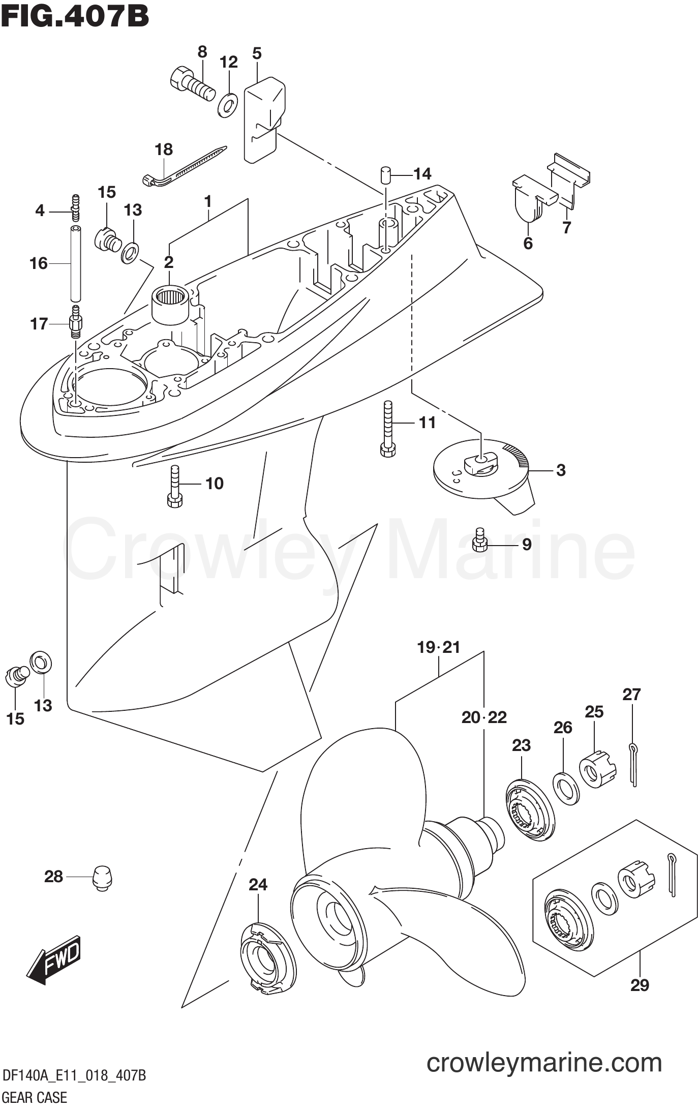 Suzuki Marine DF140AZ 810001~ - GEAR CASE (DF115AT E11)(DF140AT E11)