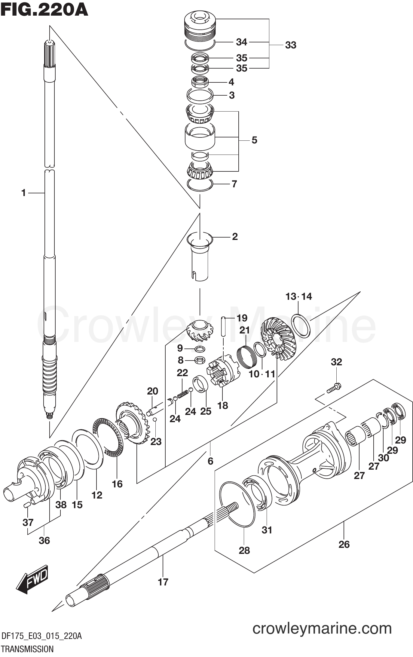 Suzuki Marine DF175T 51001~ - TRANSMISSION (DF150T E03)